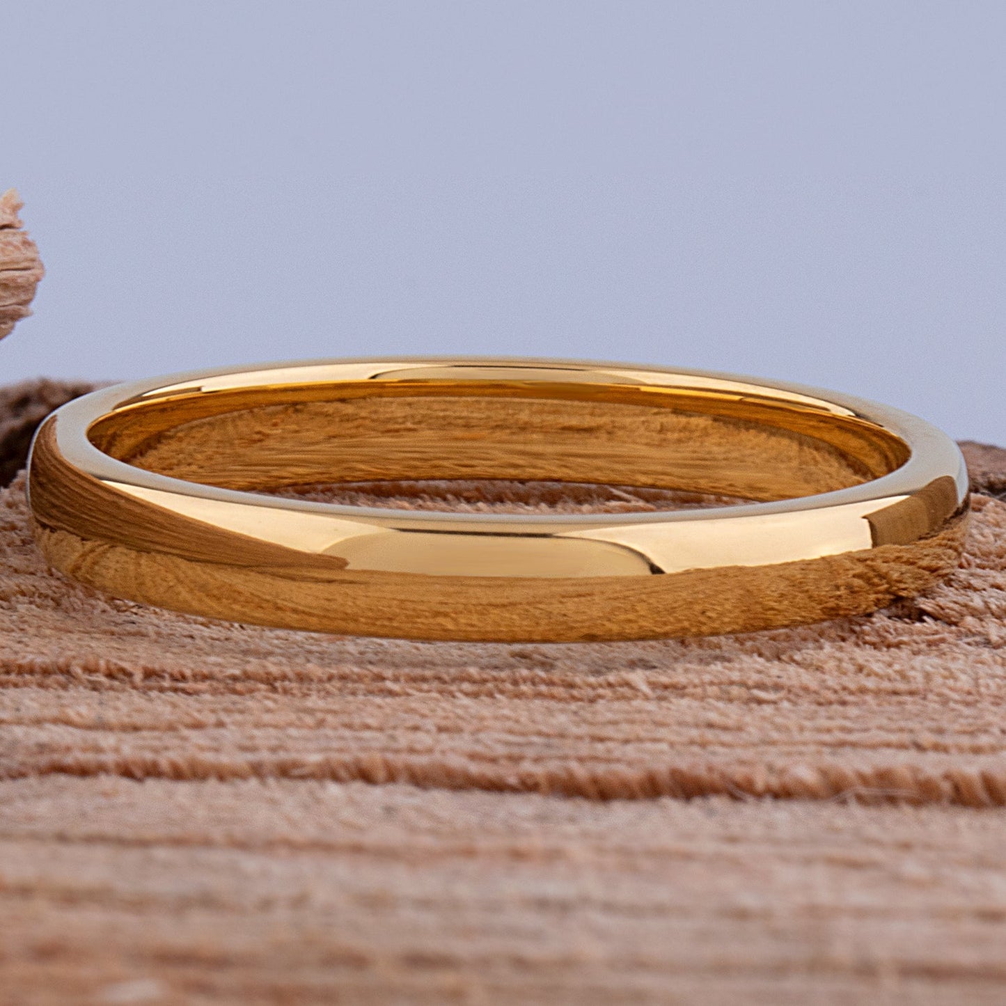 Tungsten Ring with Yellow Gold - 3mm Width
