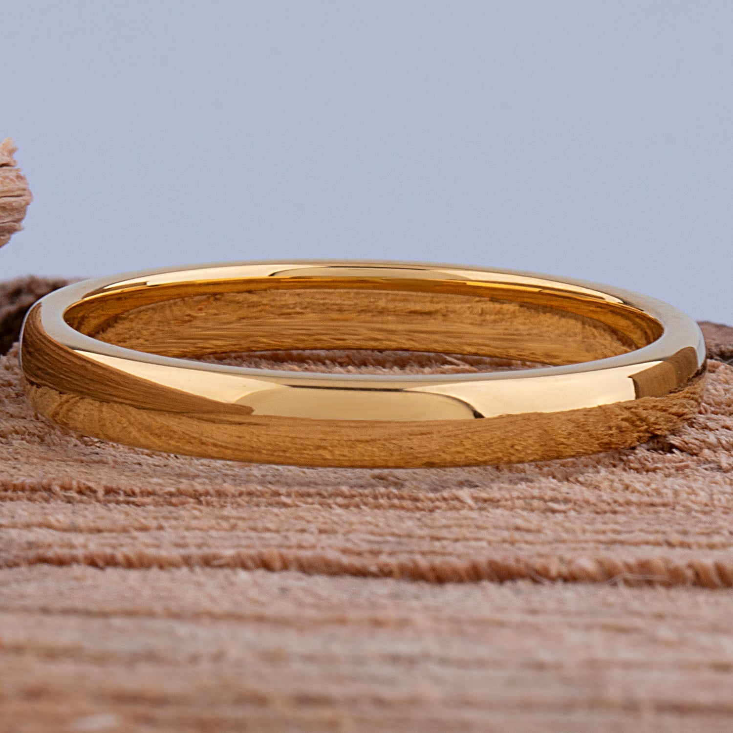 Tungsten Ring with Yellow Gold - 3mm Width