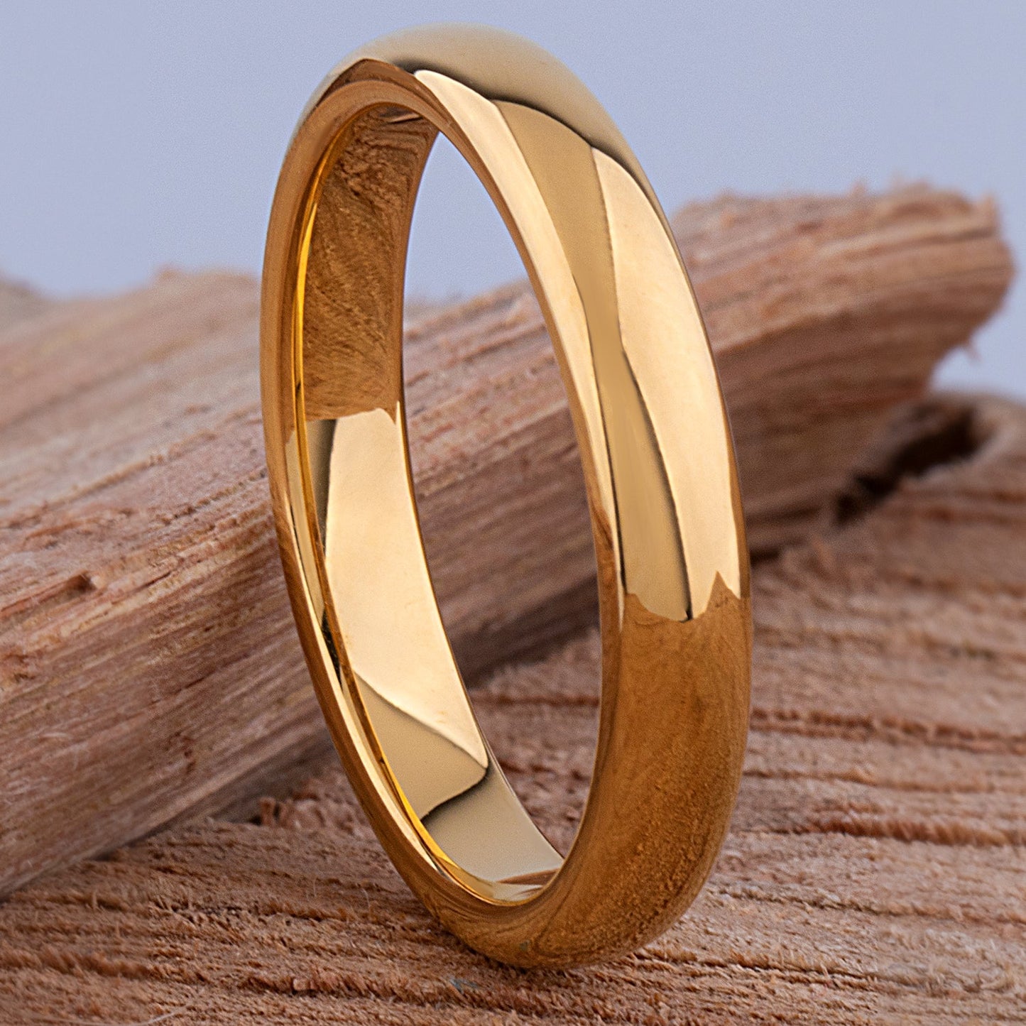 Tungsten Ring with Yellow Gold - 4mm Width