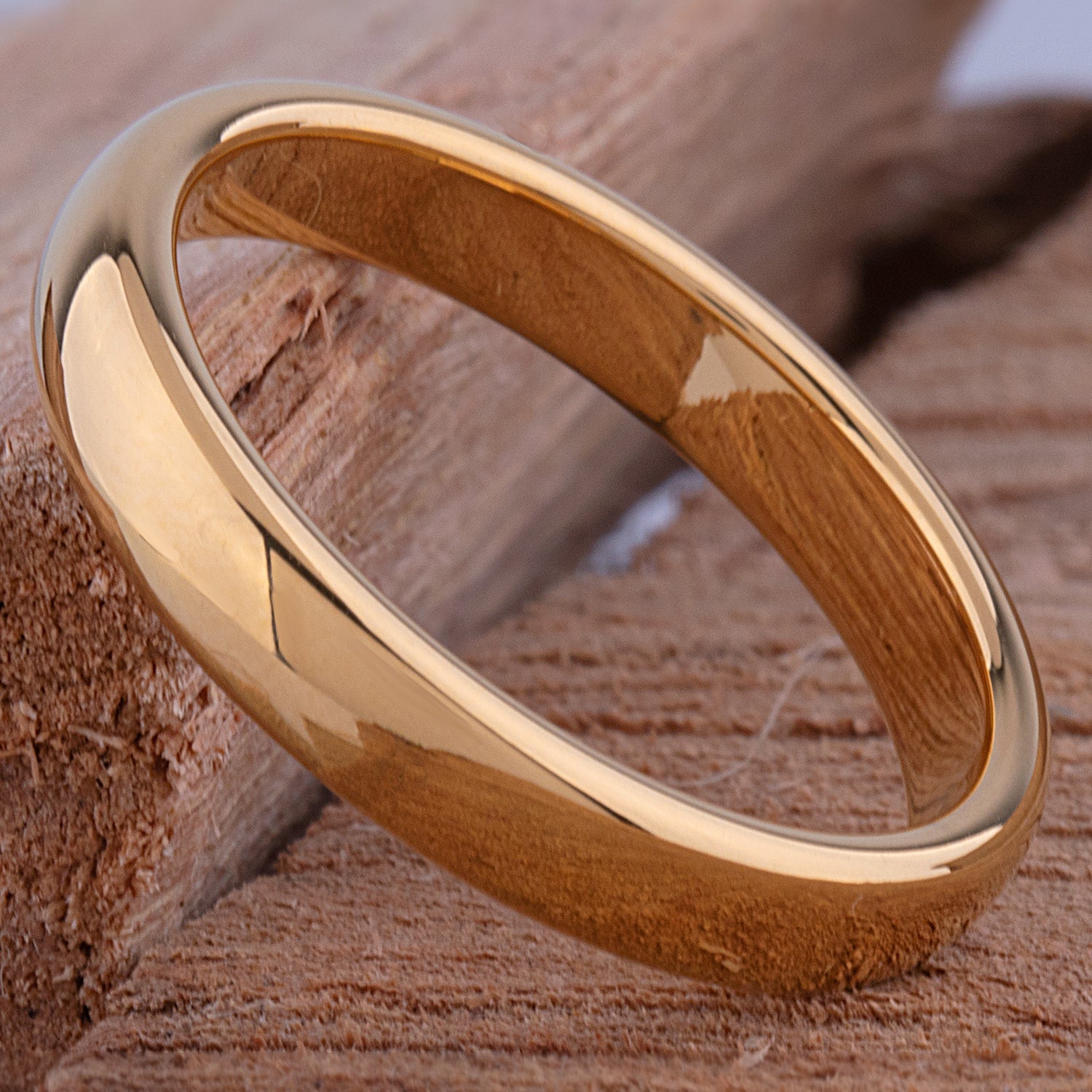 Tungsten Ring with Yellow Gold - 4mm Width