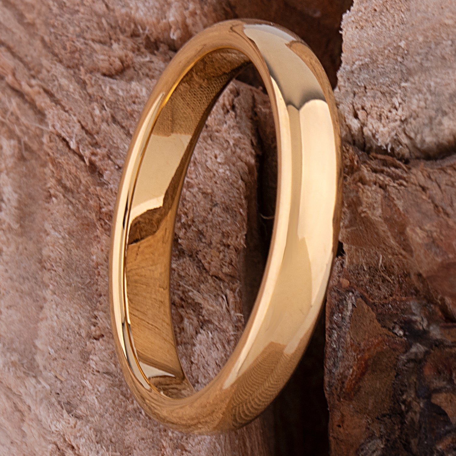 Tungsten Ring with Yellow Gold - 4mm Width