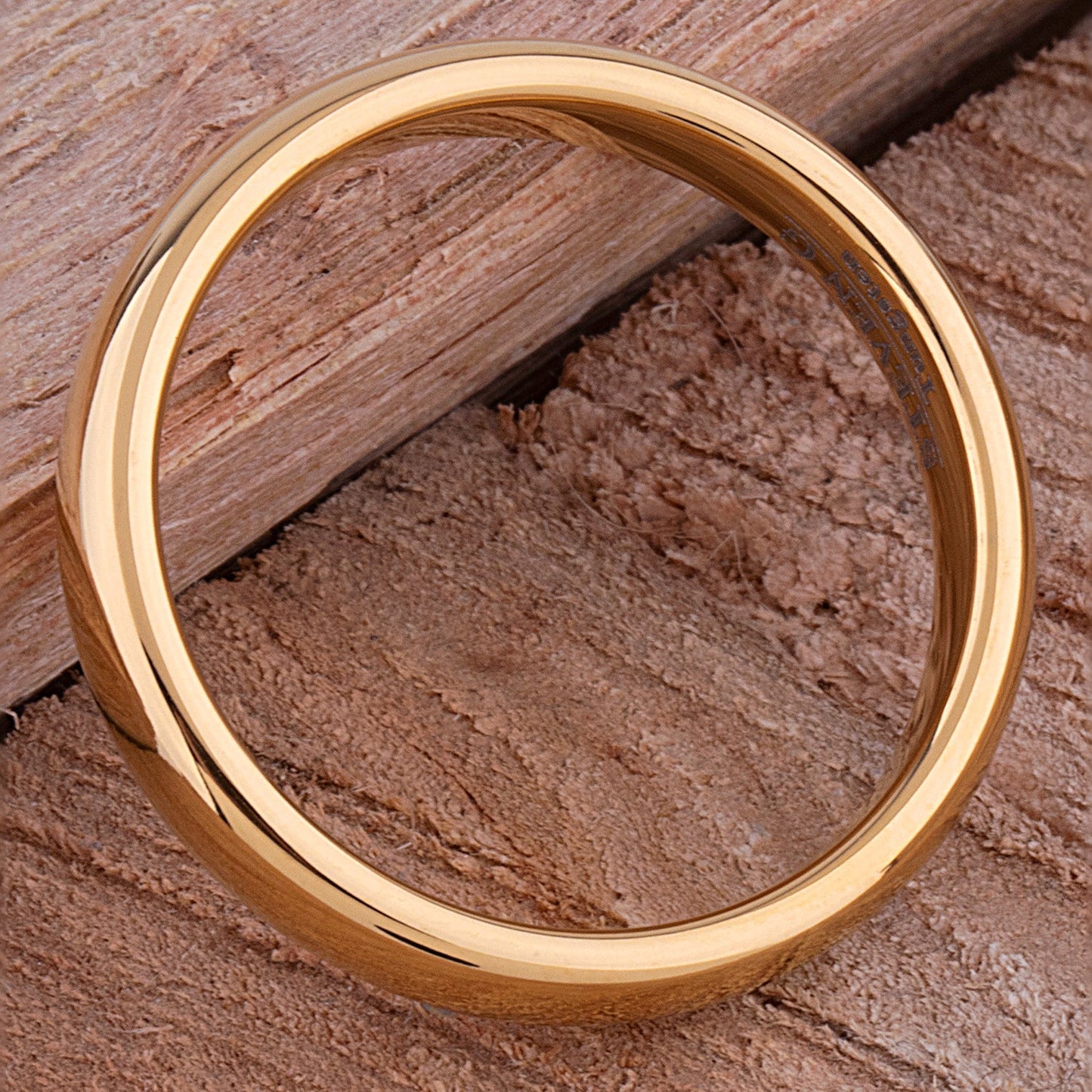 Tungsten Ring with Yellow Gold - 4mm Width