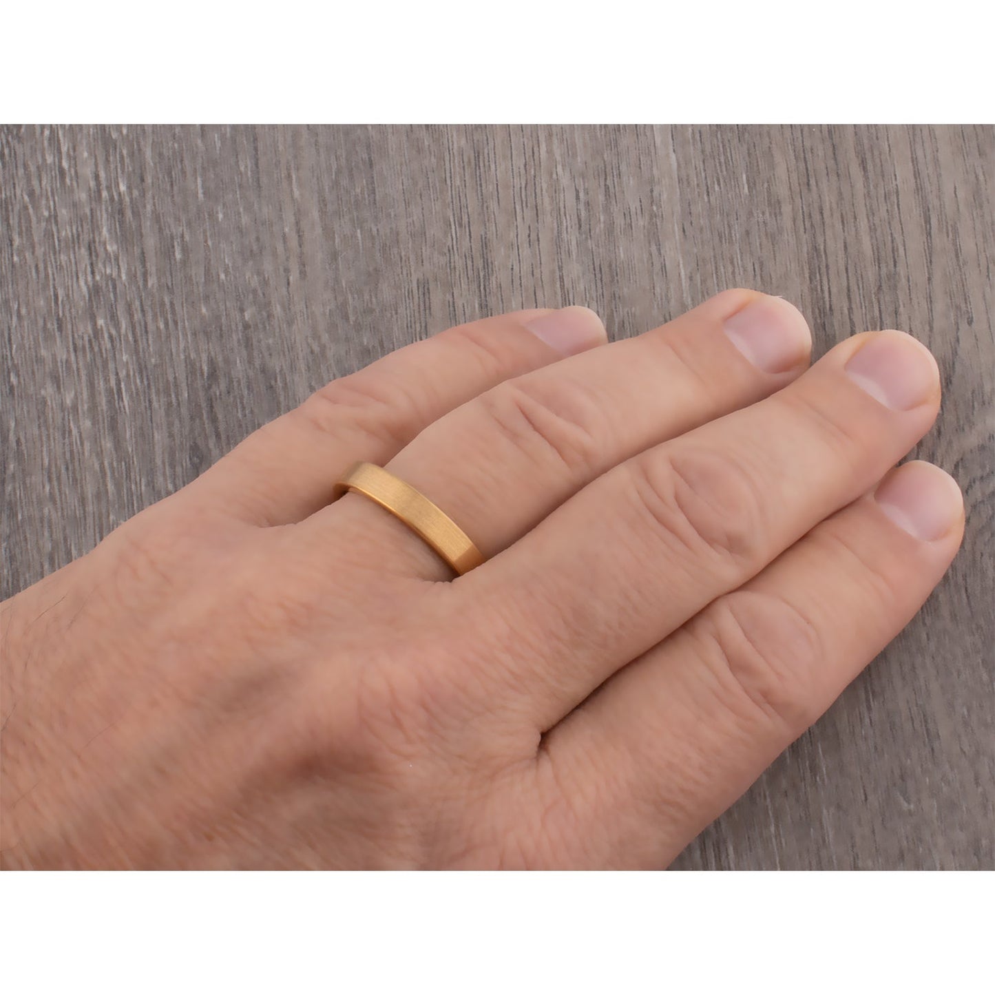 Yellow Gold Tungsten Ring with Brush Finish - 4mm Width