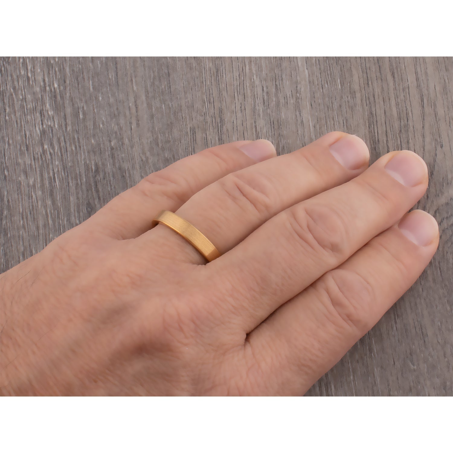 Yellow Gold Tungsten Ring with Brush Finish - 4mm Width