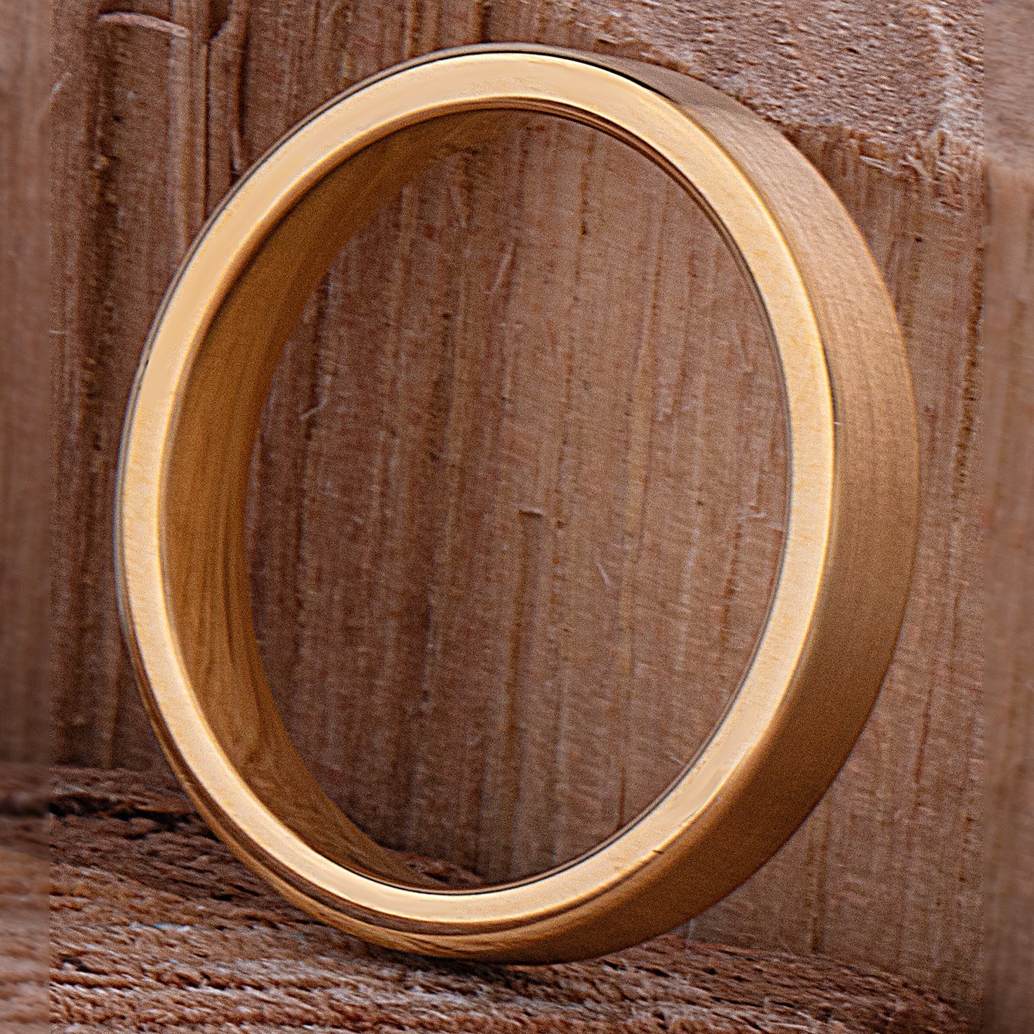 Yellow Gold Tungsten Ring with Brush Finish - 4mm Width