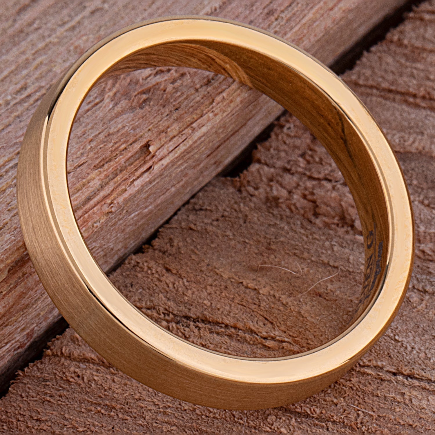 Yellow Gold Tungsten Ring with Brush Finish - 4mm Width