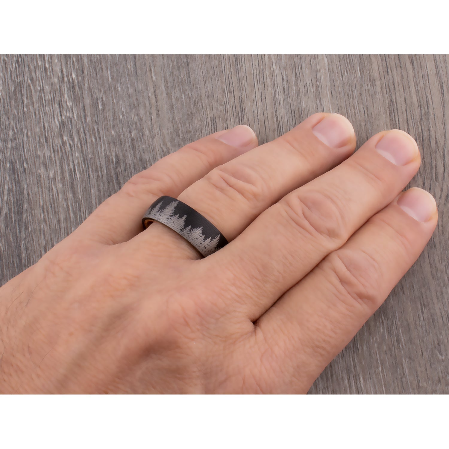 Tungsten Ring with Whiskey Barrel - 8mm Width