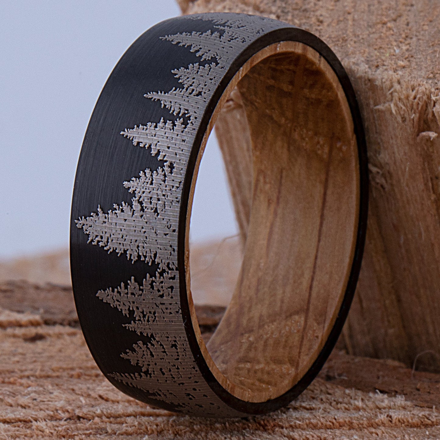Tungsten Ring with Whiskey Barrel - 8mm Width