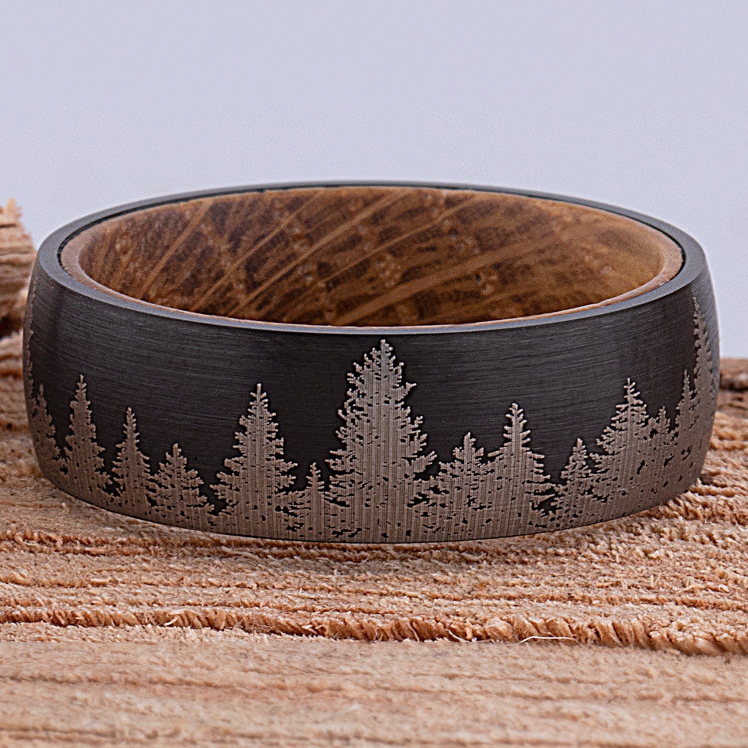 Tungsten Ring with Whiskey Barrel - 8mm Width