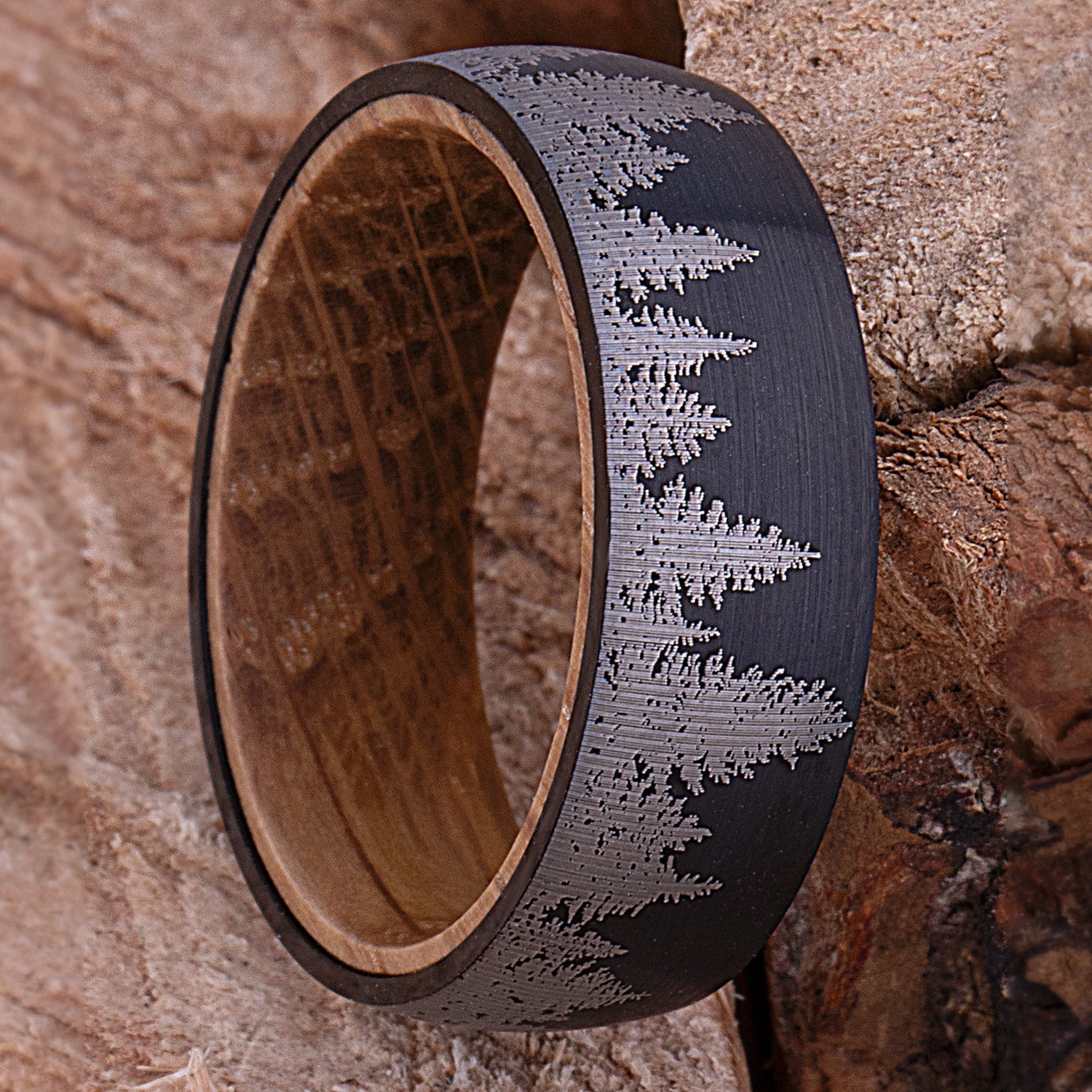 Tungsten Ring with Whiskey Barrel - 8mm Width