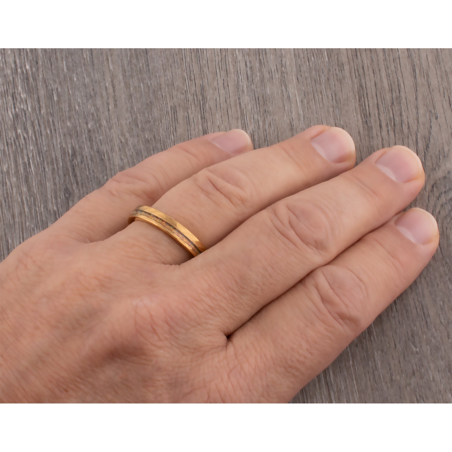 Yellow Tungsten Ring with Crushed Opal - 4mm Width