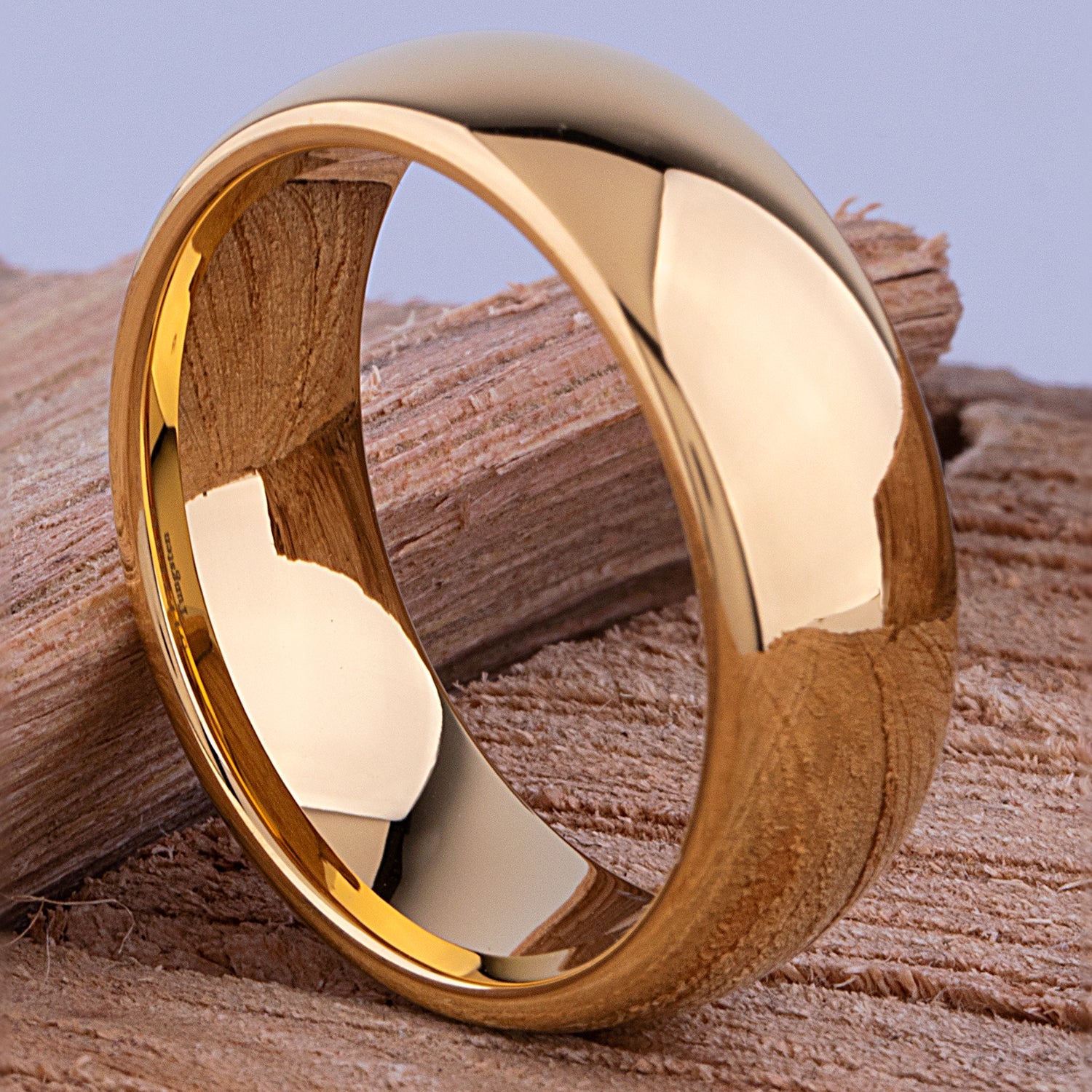 Tungsten Ring with Yellow Gold - 8mm Width