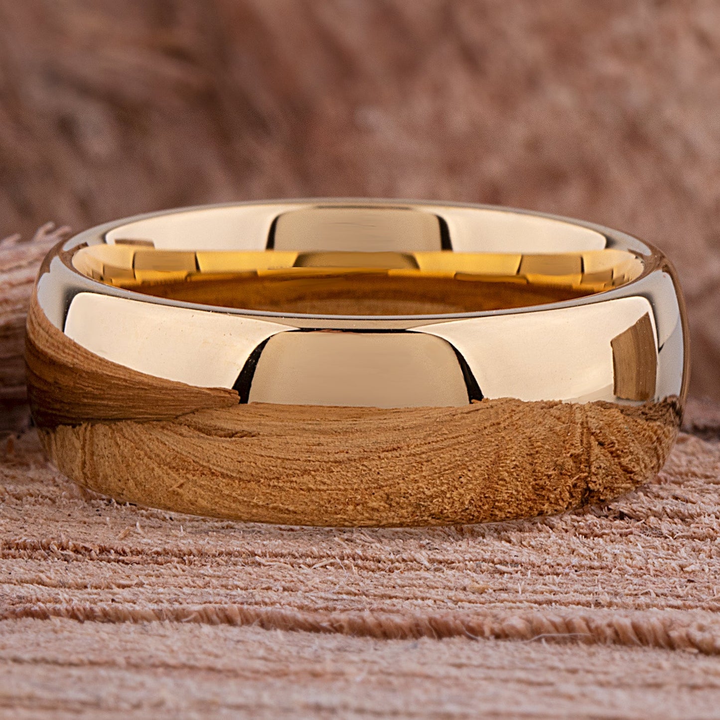 Tungsten Ring with Yellow Gold - 8mm Width