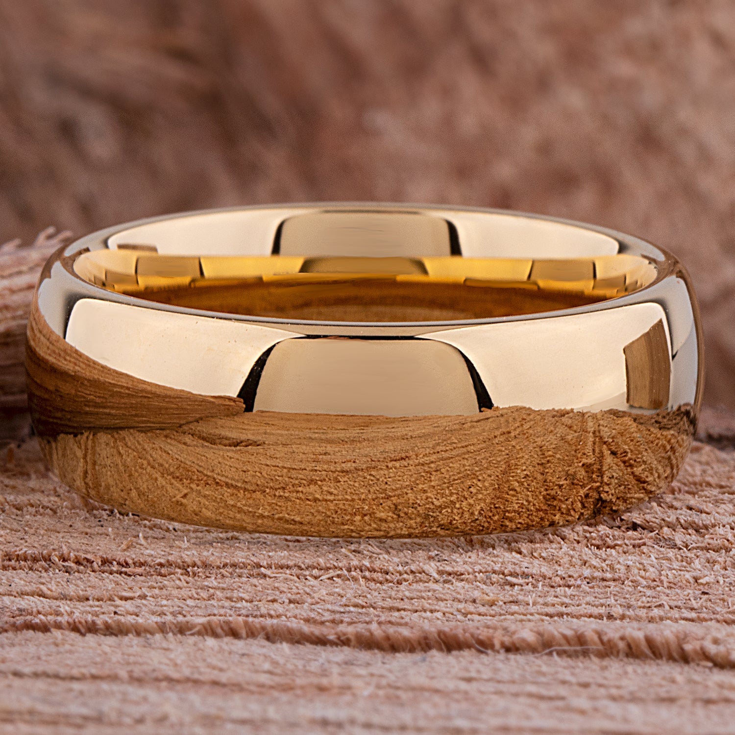 Tungsten Ring with Yellow Gold - 8mm Width