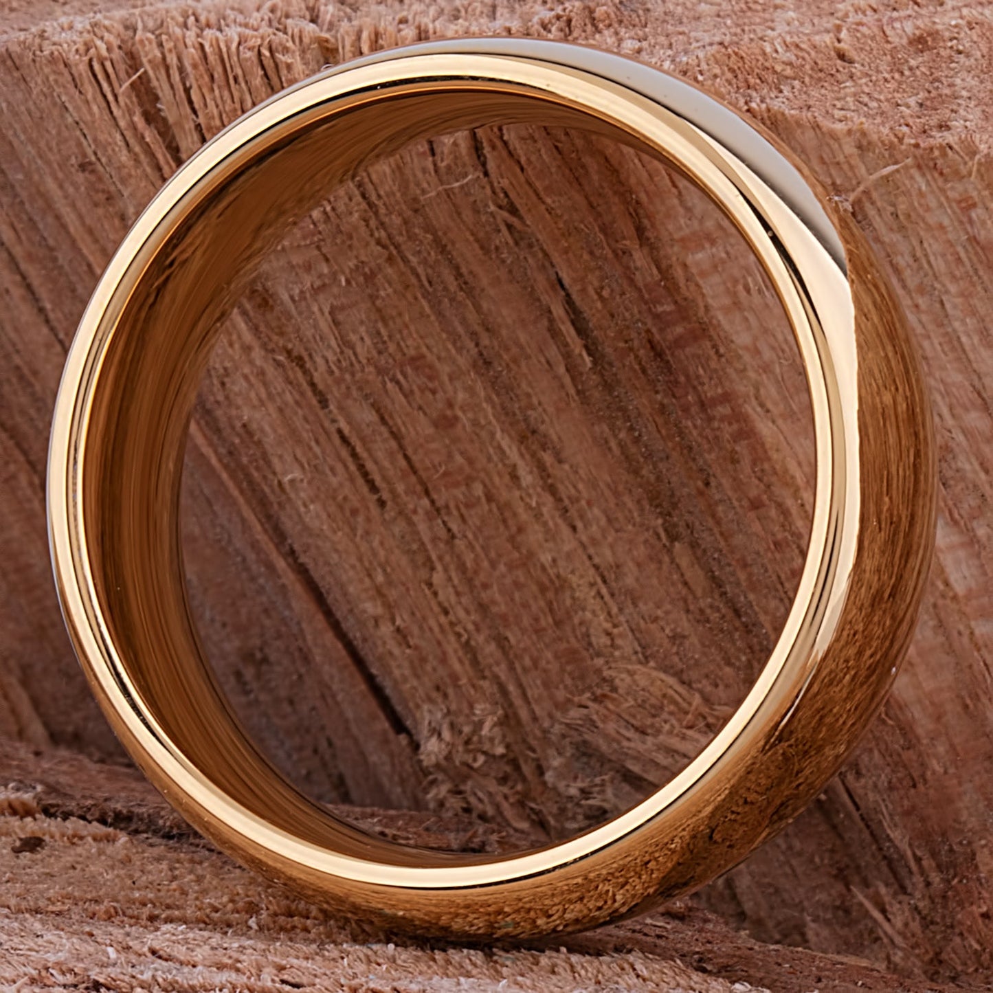 Tungsten Ring with Yellow Gold - 8mm Width