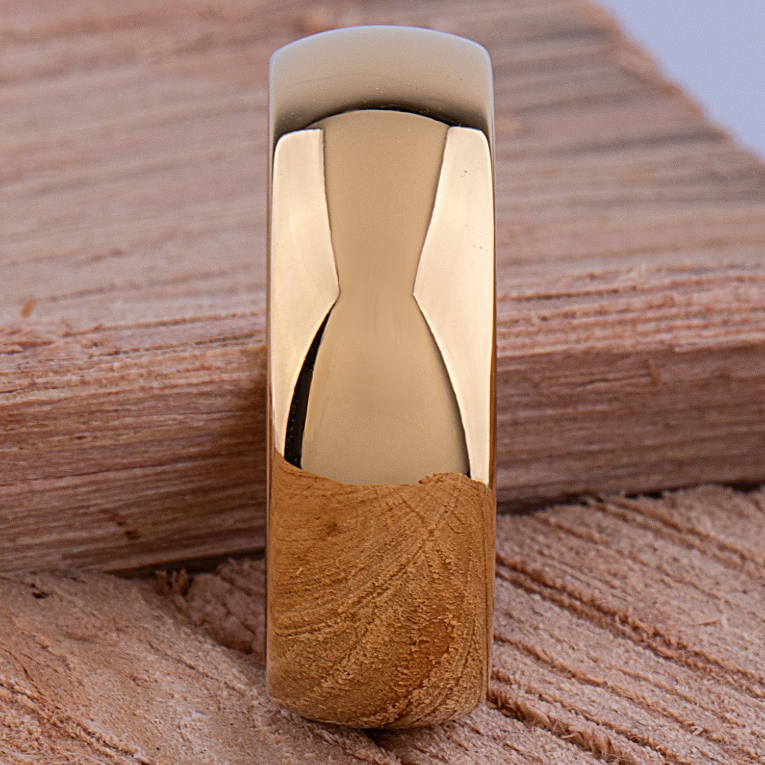 Tungsten Ring with Yellow Gold - 8mm Width