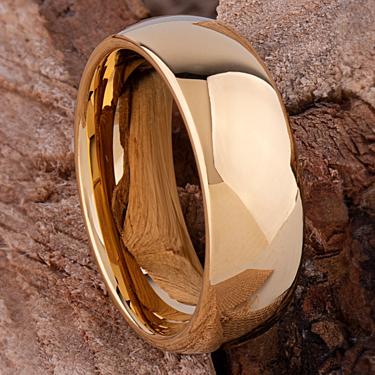 Tungsten Ring with Yellow Gold - 8mm Width