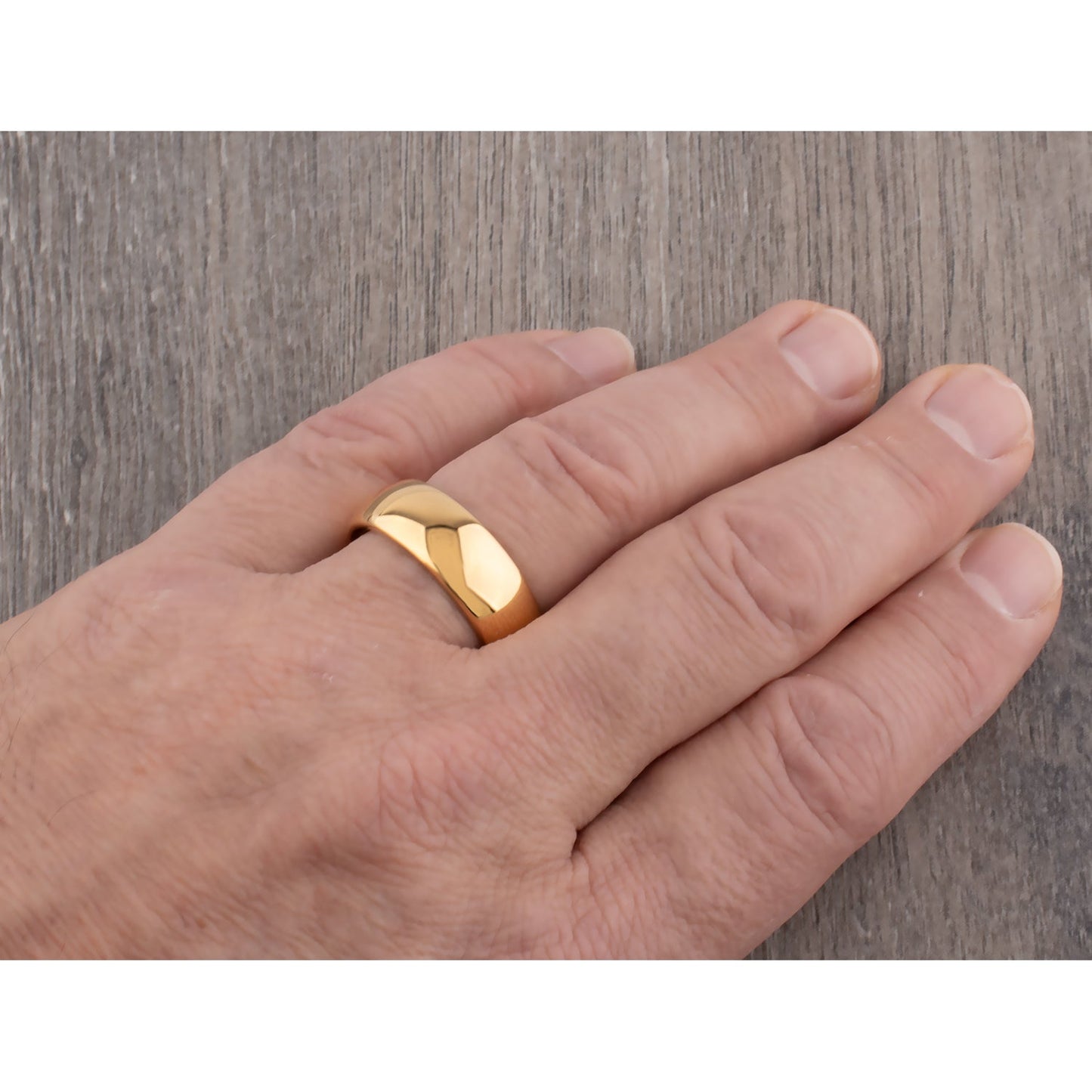 Tungsten Ring with Yellow Gold - 8mm Width