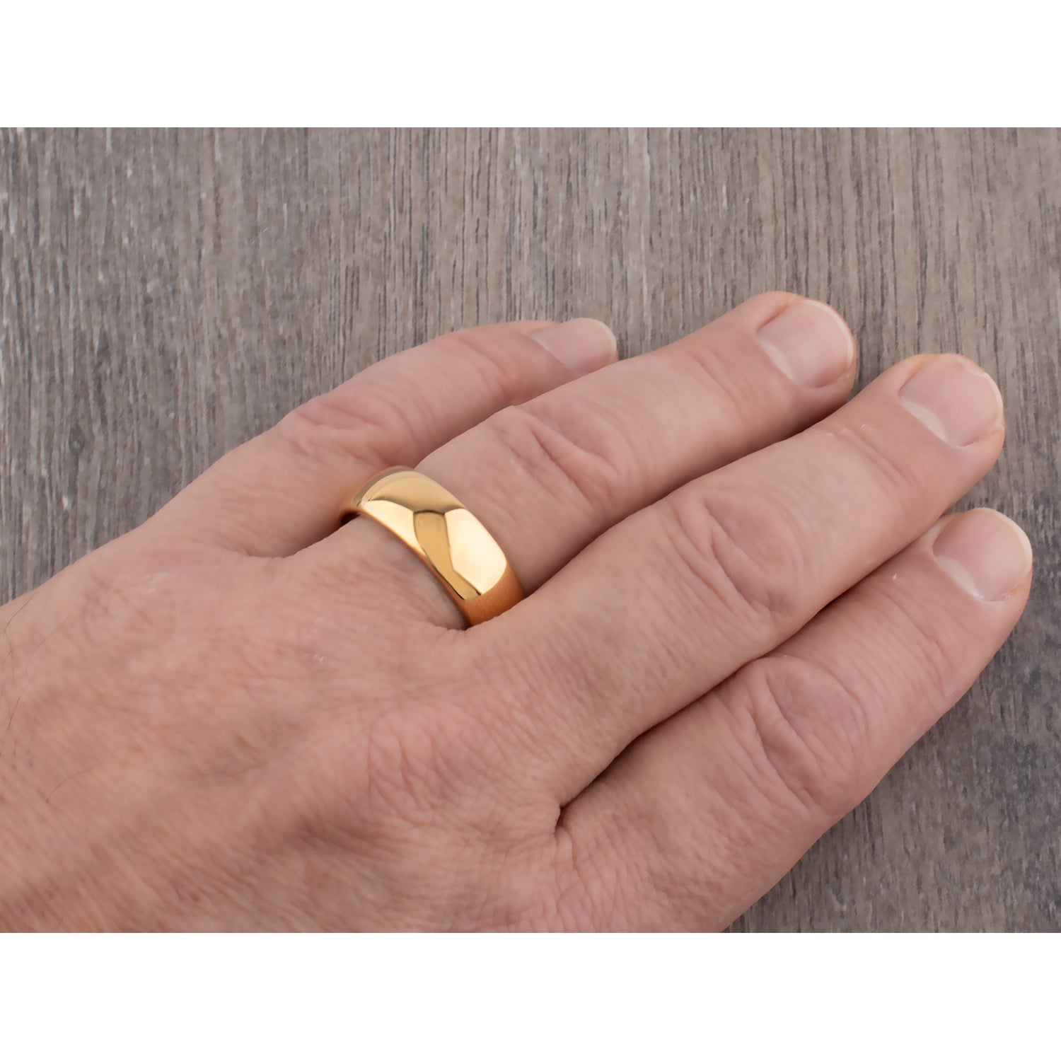 Tungsten Ring with Yellow Gold - 8mm Width