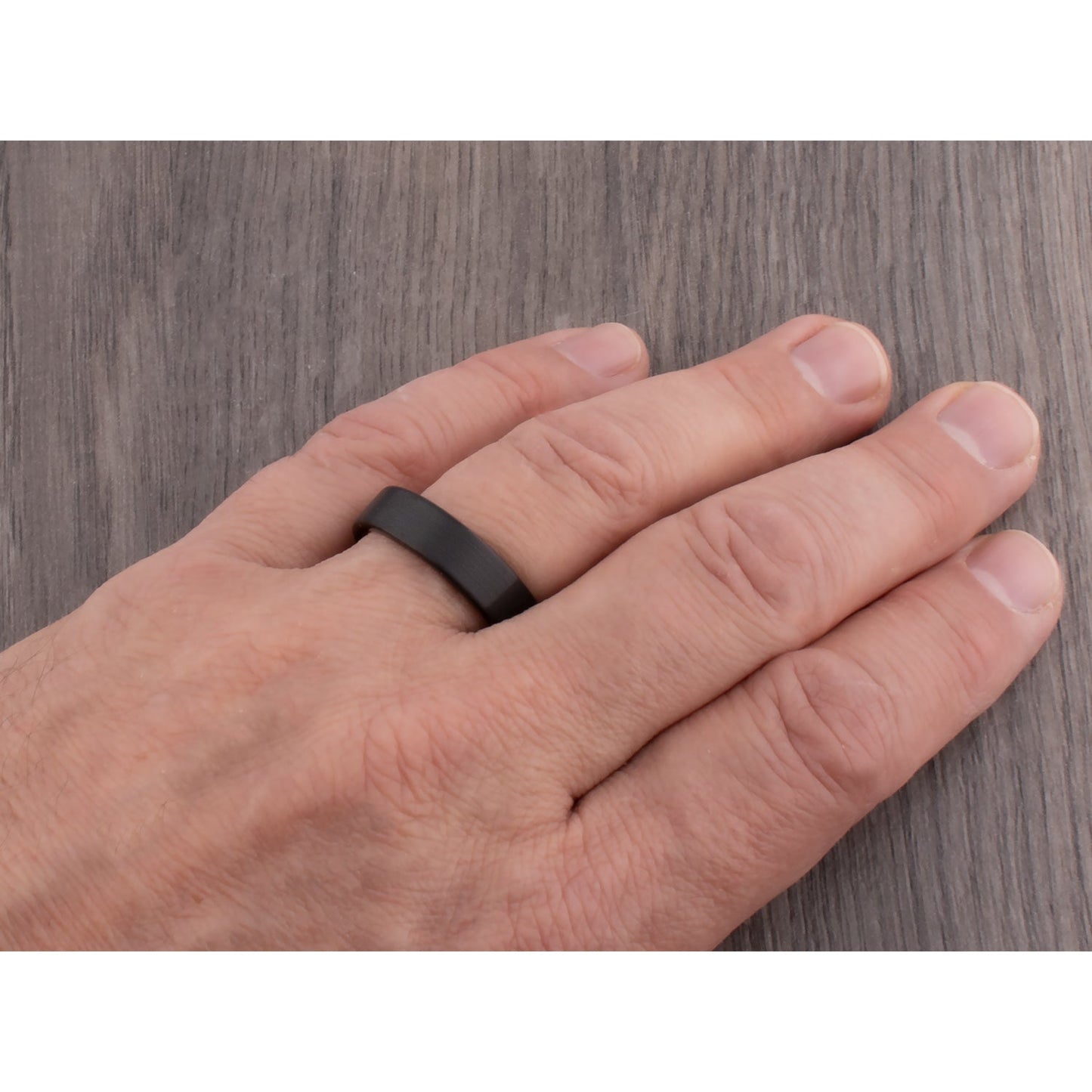 Tungsten Carbide Wedding Ring or Engagement Band 6mm Wide Flat Satin Finish 2-Tone Black & Rose Gold
