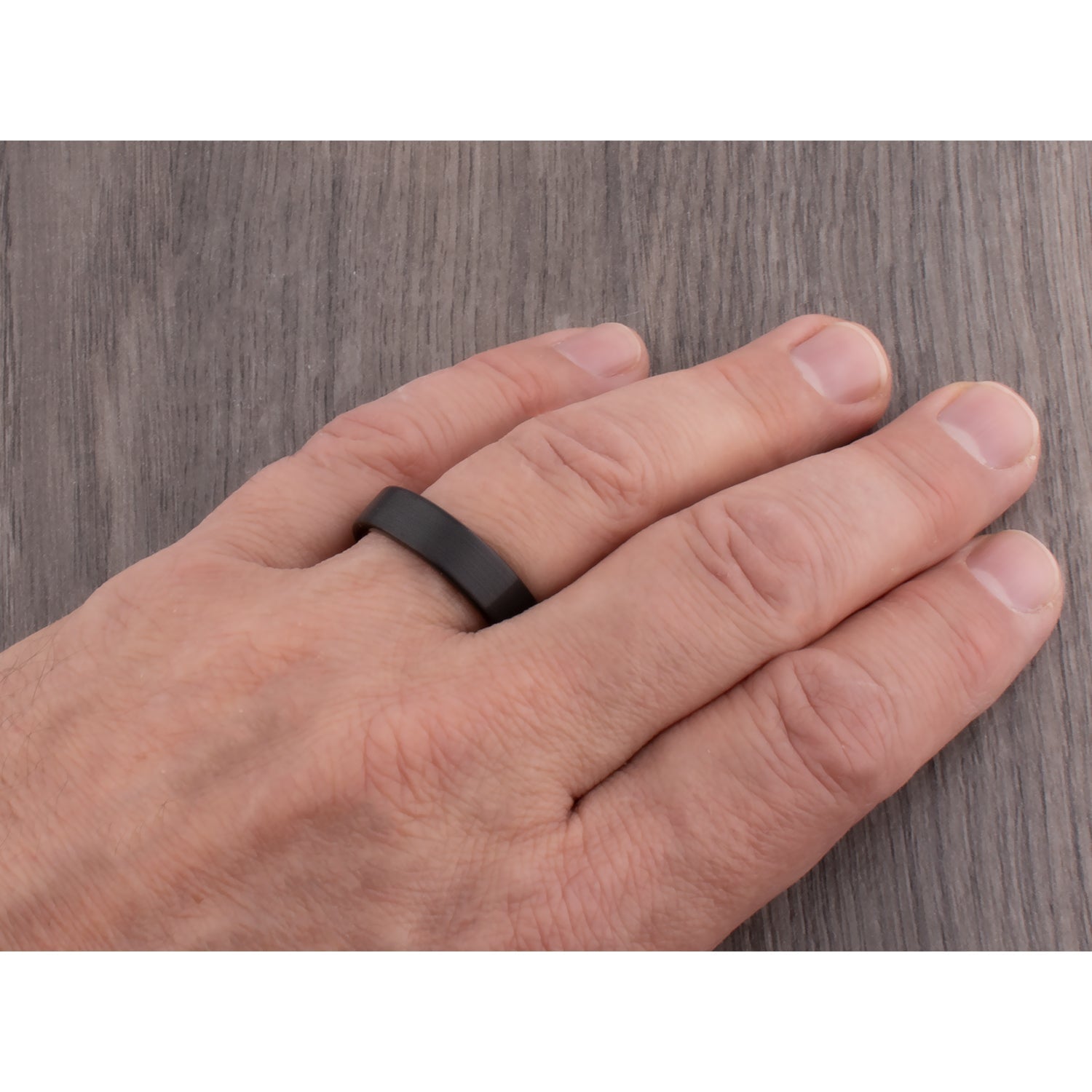Tungsten Carbide Wedding Ring or Engagement Band 6mm Wide Flat Satin Finish 2-Tone Black & Rose Gold