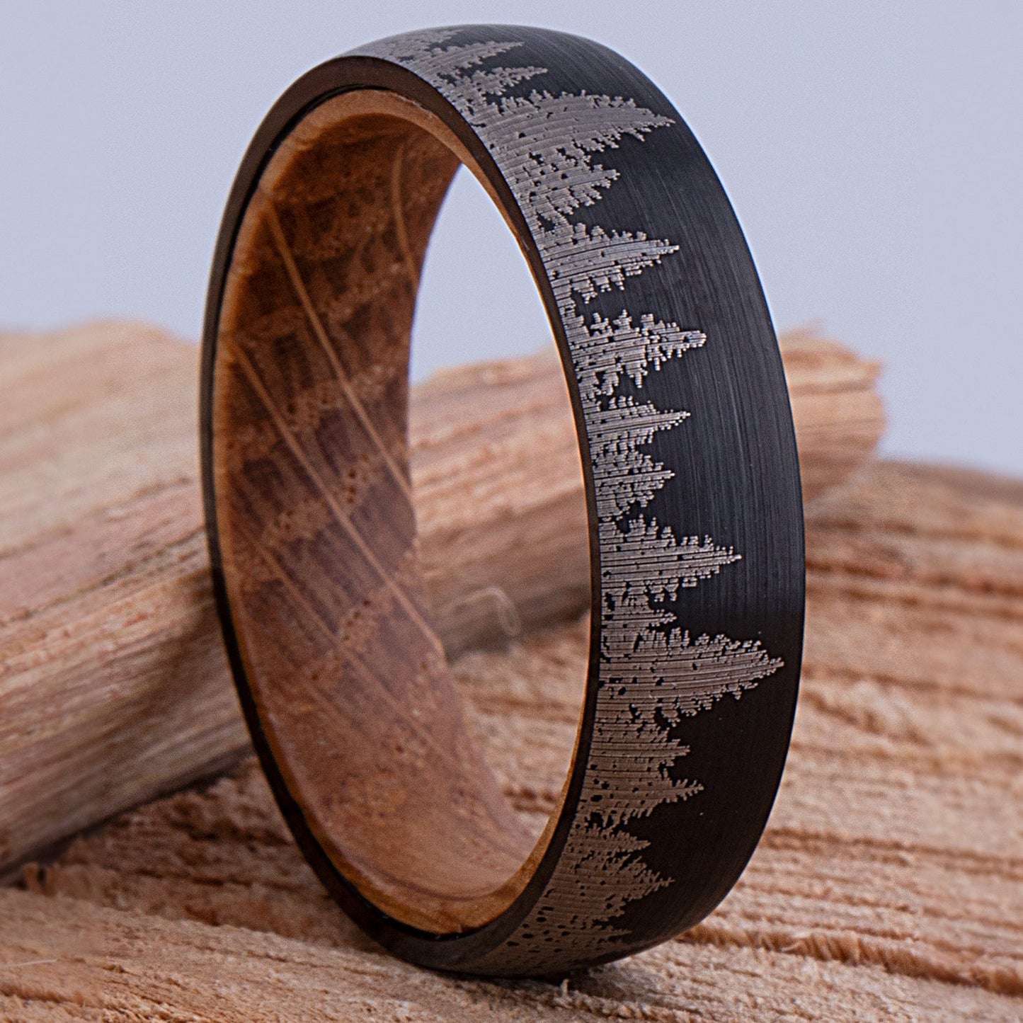  Tungsten Ring with Whiskey Barrel - 6mm Width