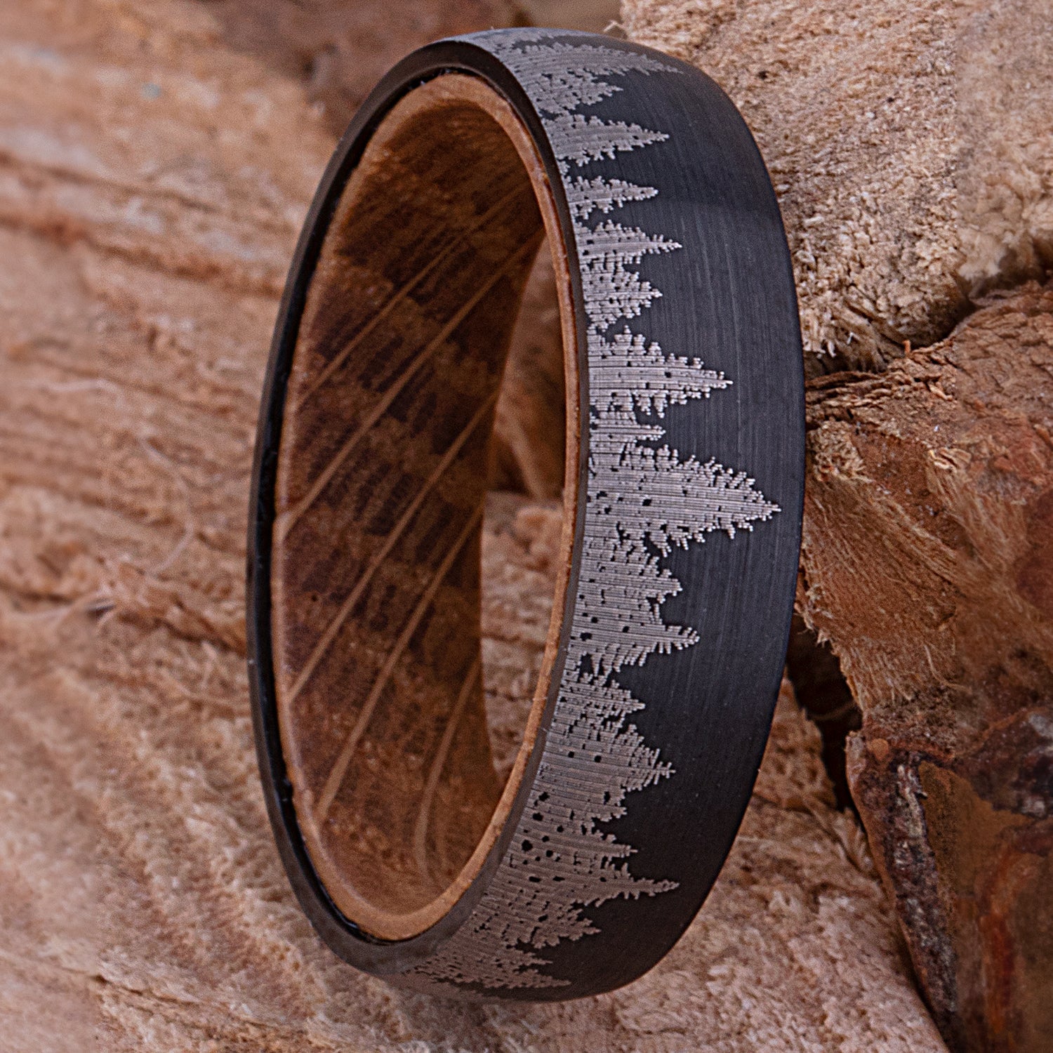  Tungsten Ring with Whiskey Barrel - 6mm Width