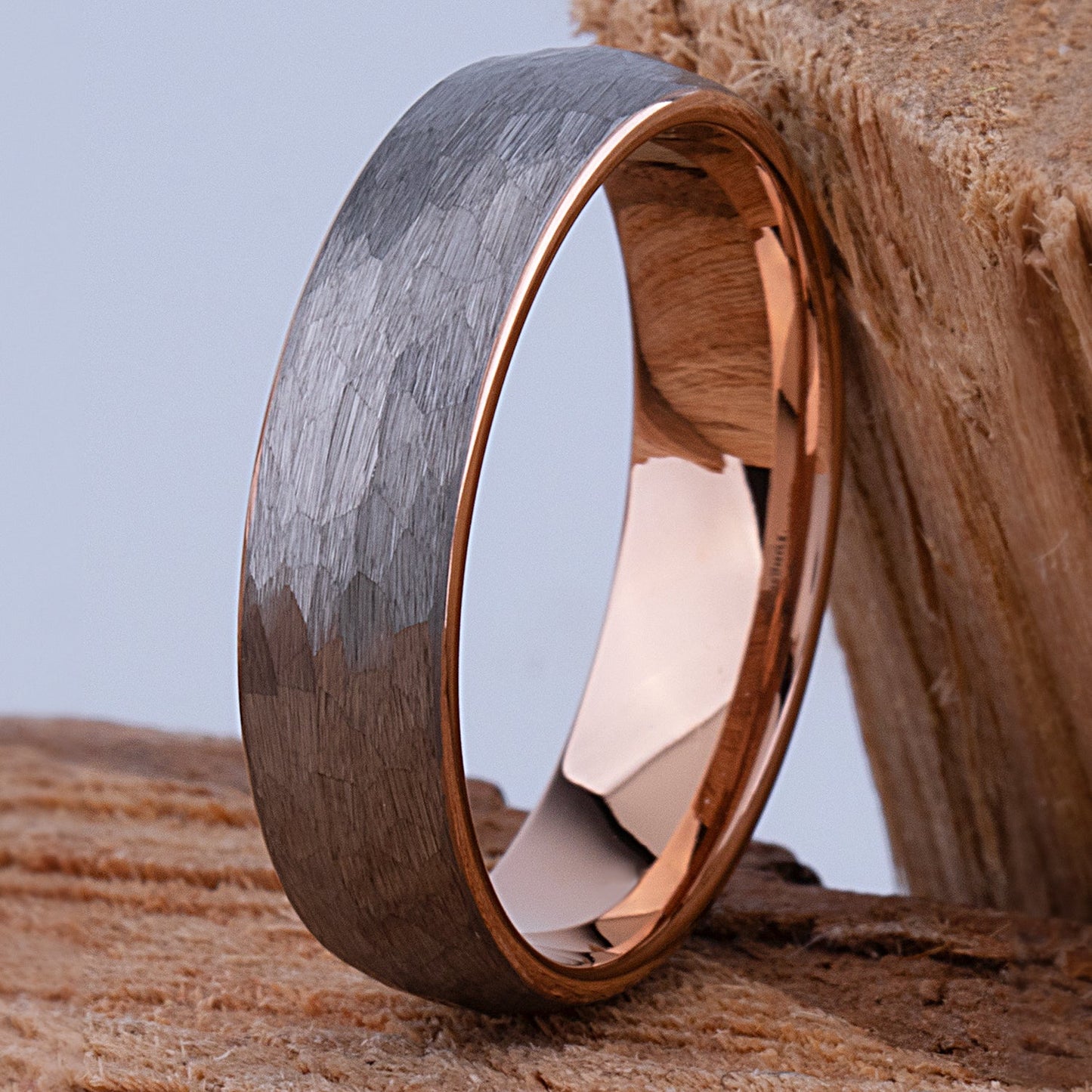 Tungsten Ring with Rose Gold - 6mm Width