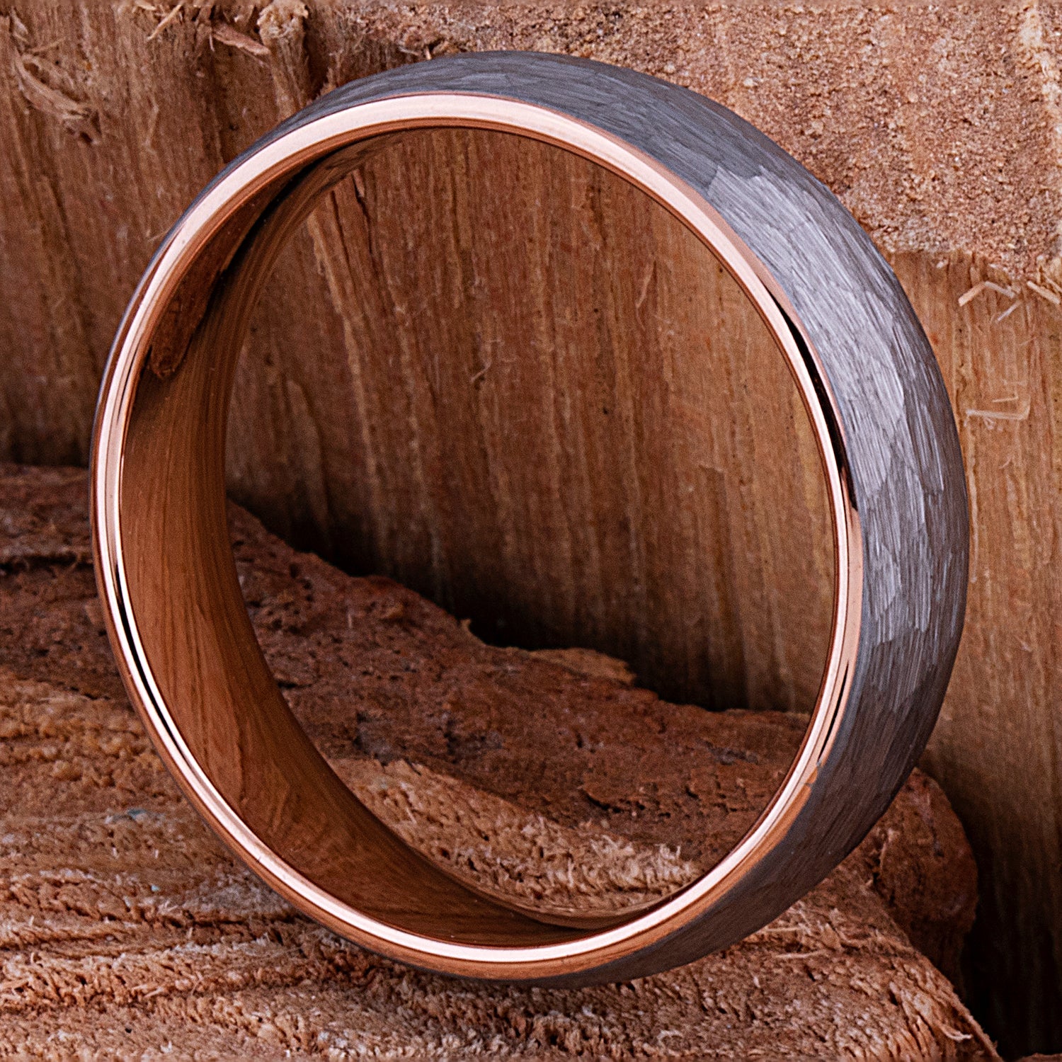 Tungsten Ring with Rose Gold - 6mm Width
