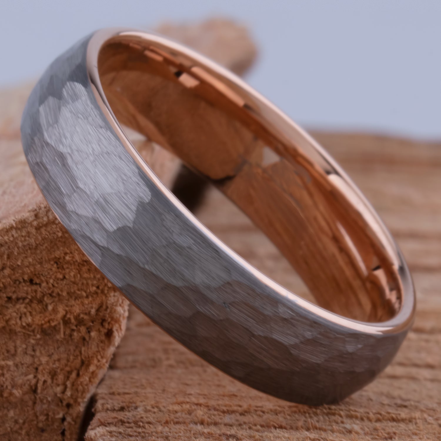 Tungsten Ring with Rose Gold - 6mm Width