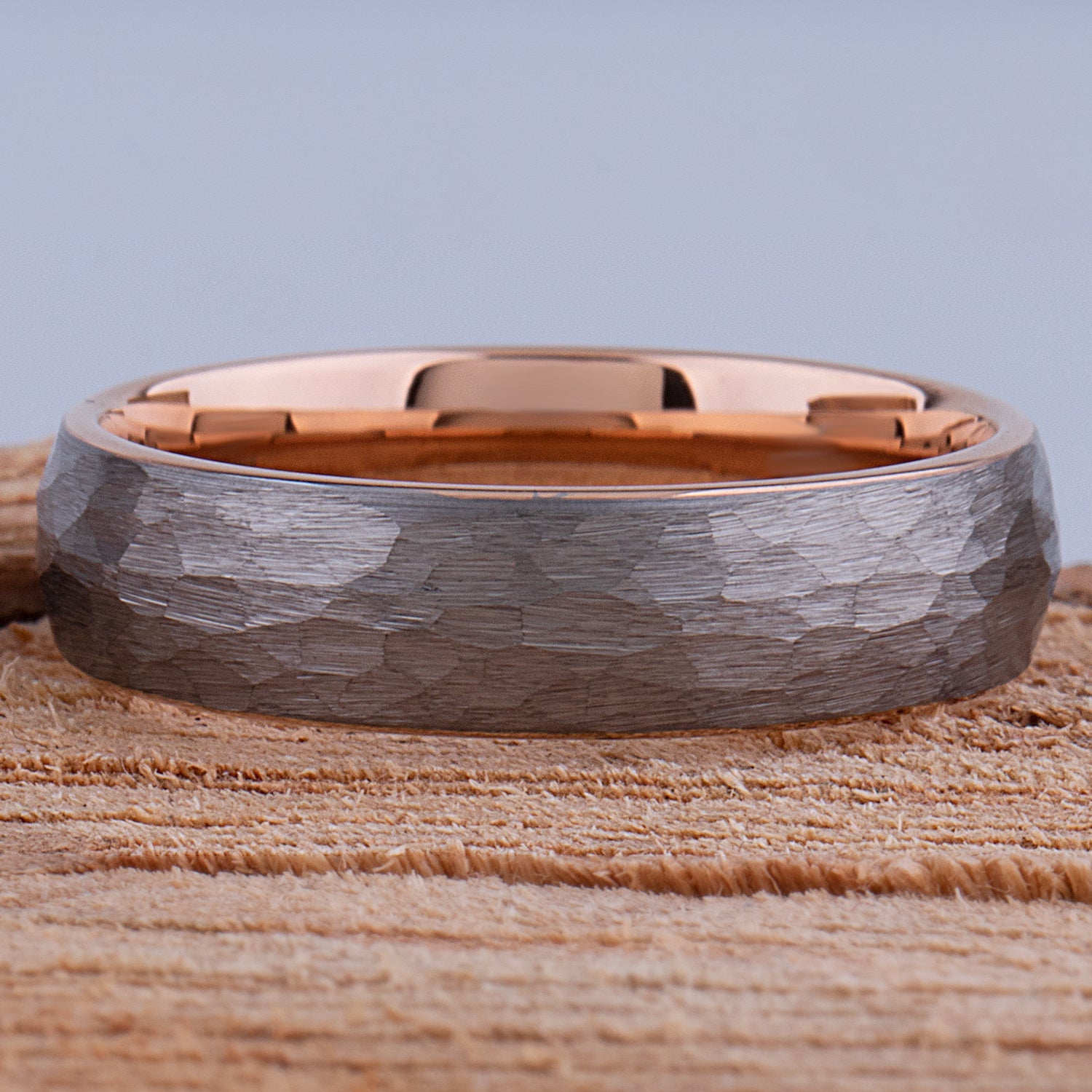 Tungsten Ring with Rose Gold - 6mm Width