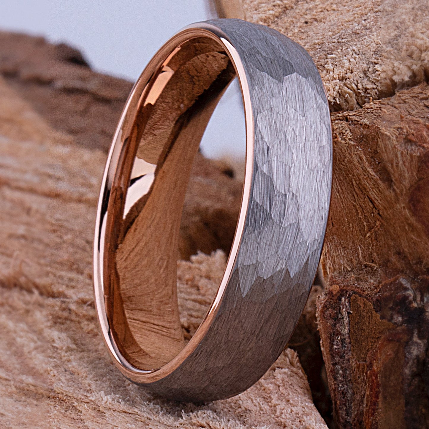 Tungsten Ring with Rose Gold - 6mm Width