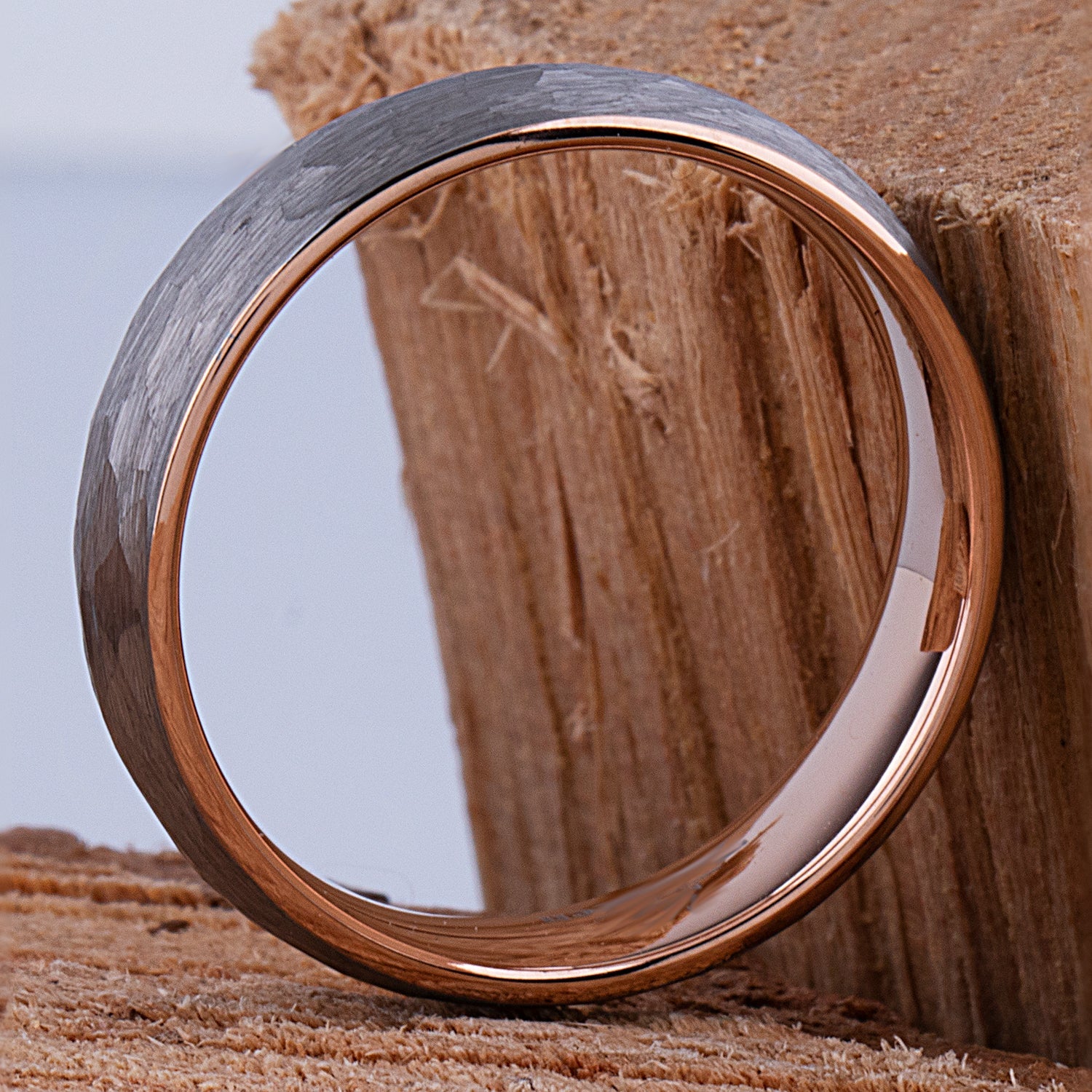Tungsten Ring with Rose Gold - 6mm Width