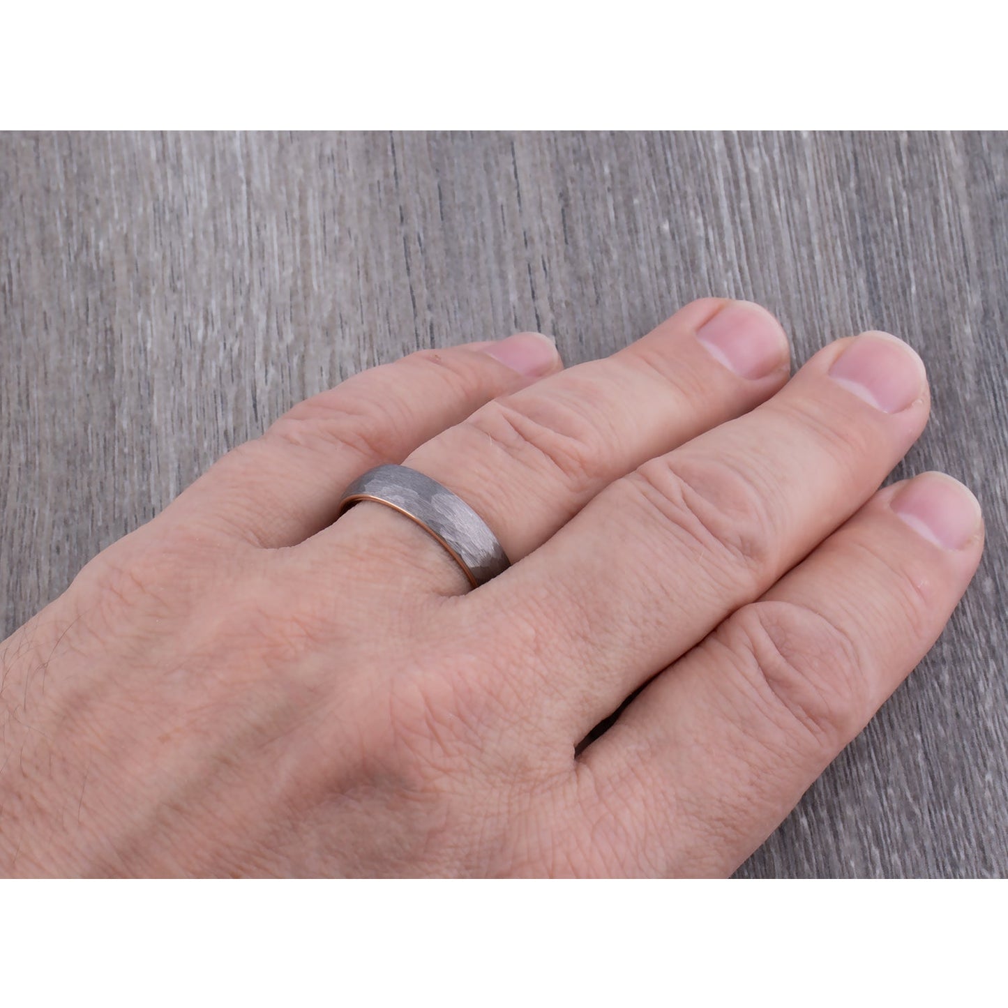 Tungsten Ring with Rose Gold - 6mm Width