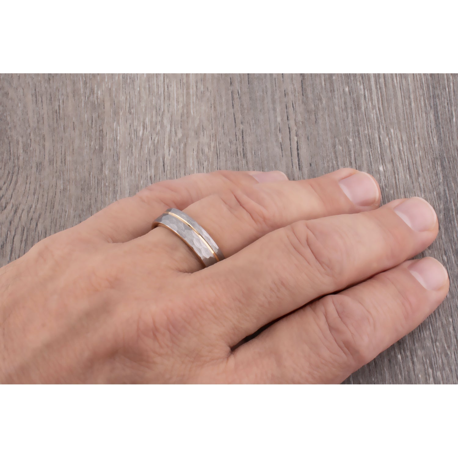 Unique Tungsten Wedding Band 6mm, Brushed Diamond Cut Surface, Yellow Gold Groove & Interior, Promise Ring for Him or Her