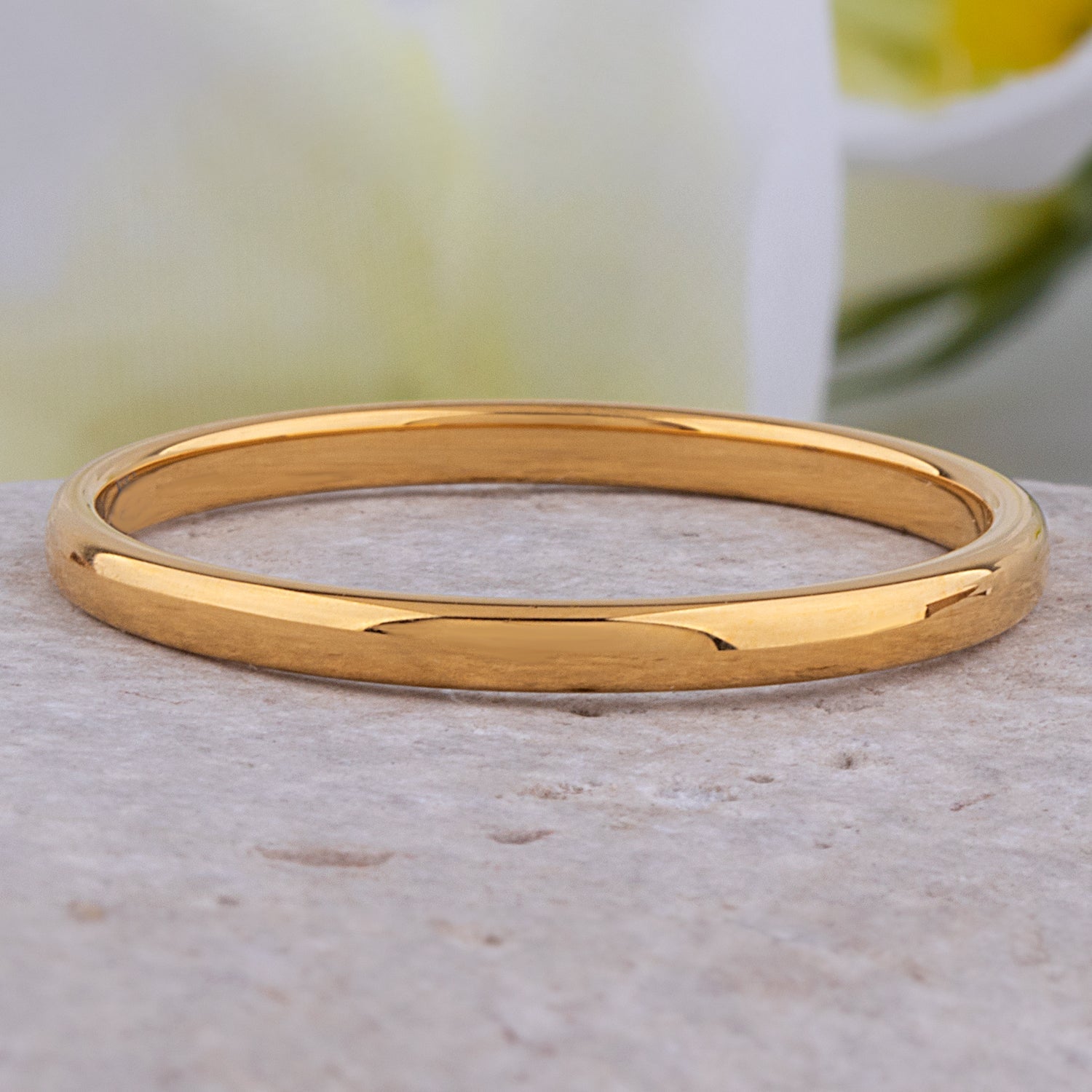 Tungsten Ring with Yellow Gold - 2mm Width