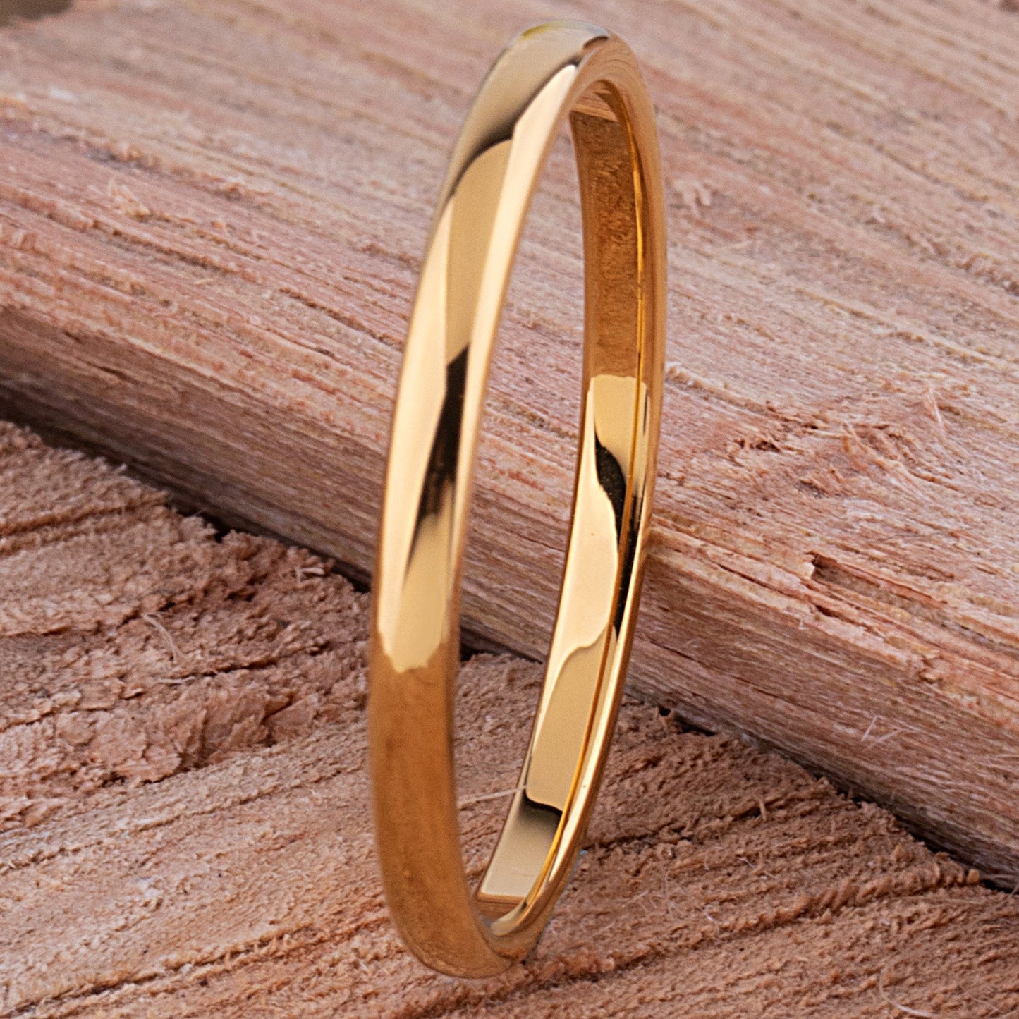 Tungsten Ring with Yellow Gold - 2mm Width