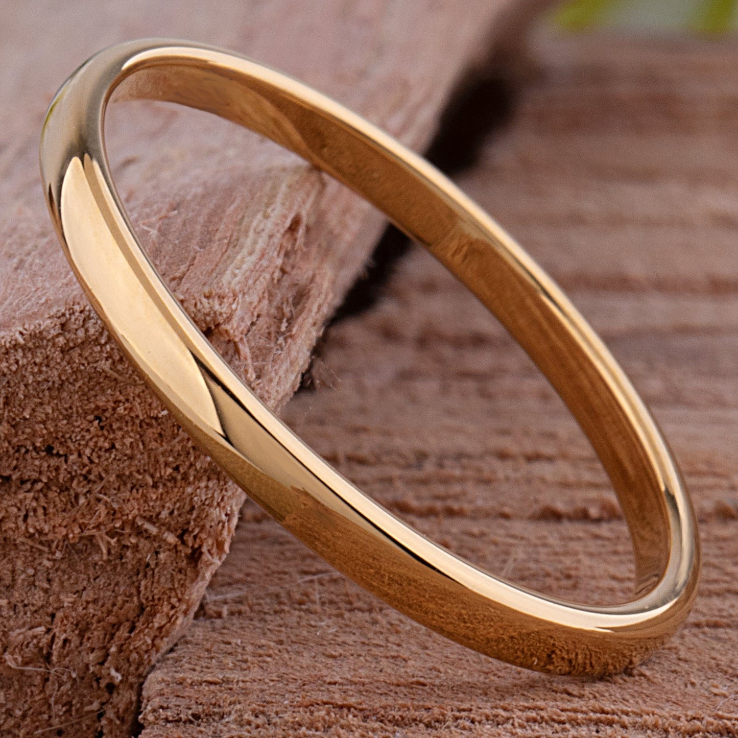 Tungsten Ring with Yellow Gold - 2mm Width