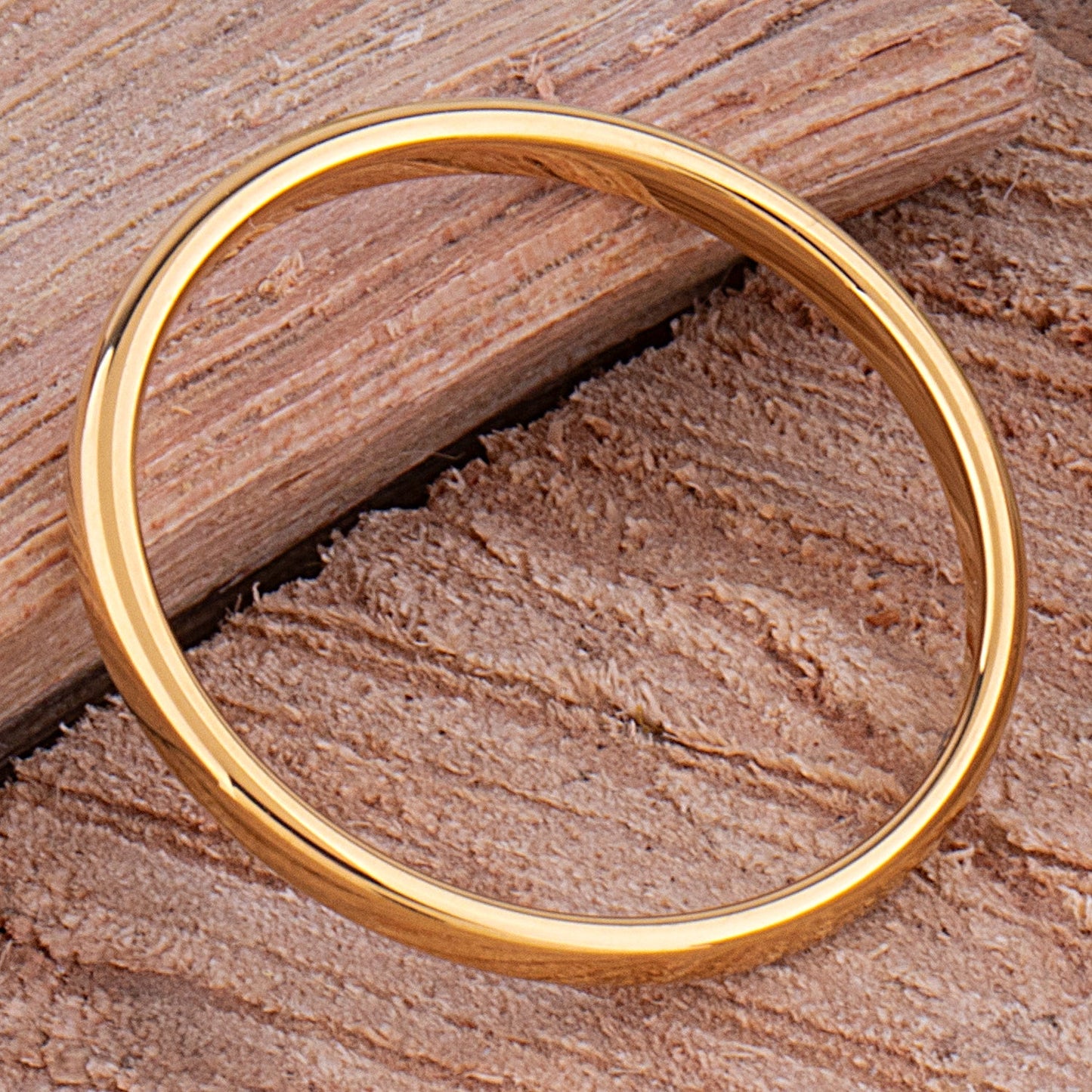 Tungsten Ring with Yellow Gold - 2mm Width