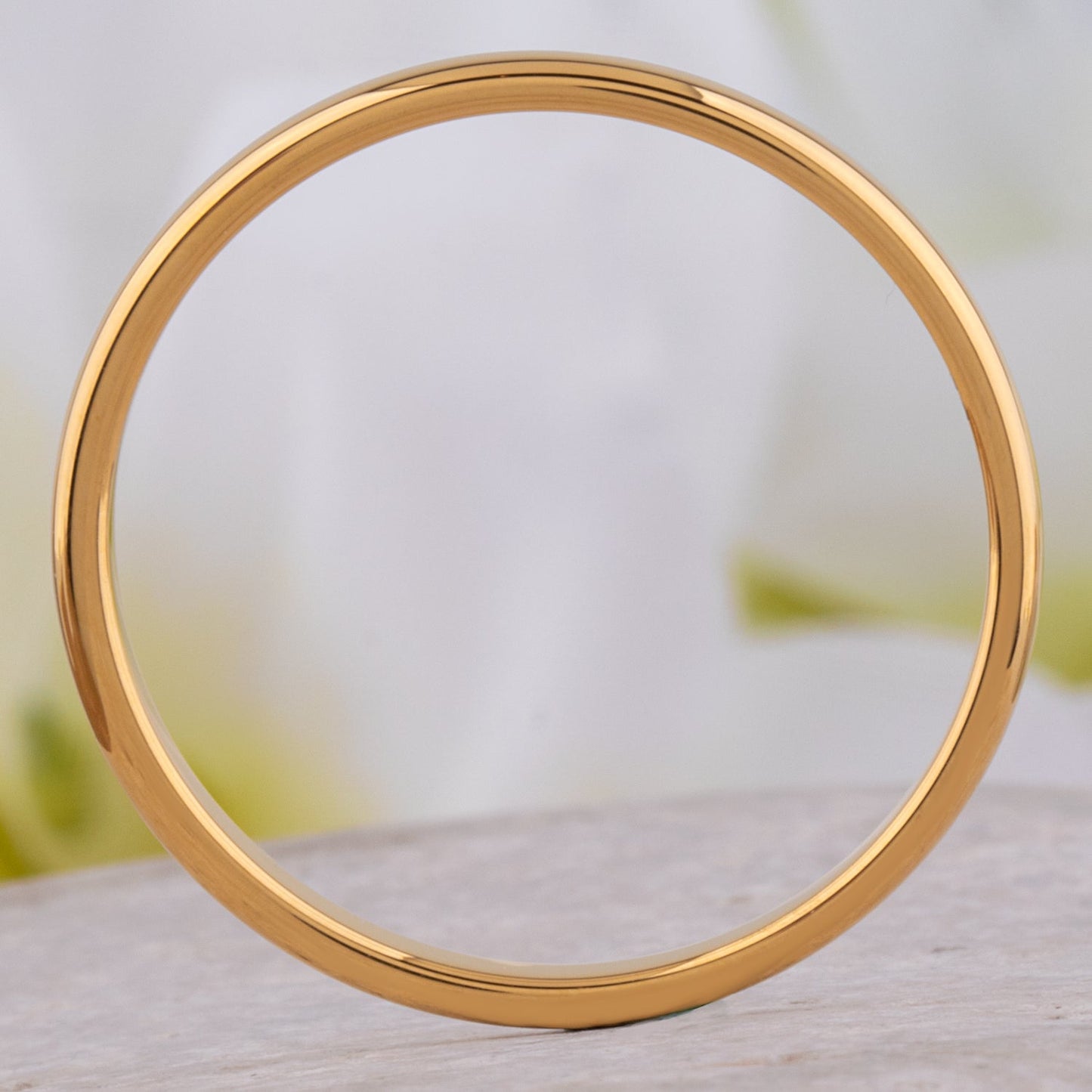 Tungsten Ring with Yellow Gold - 2mm Width