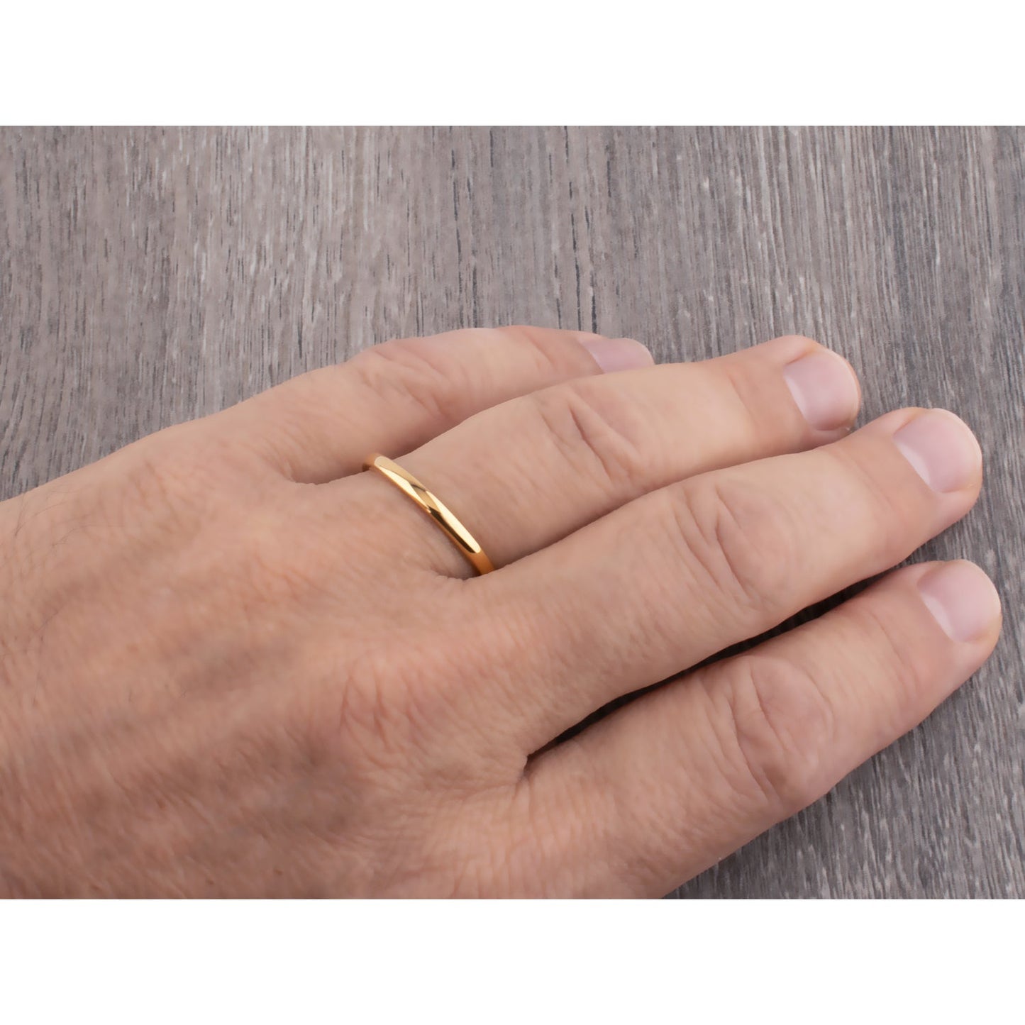 Tungsten Ring with Yellow Gold - 2mm Width