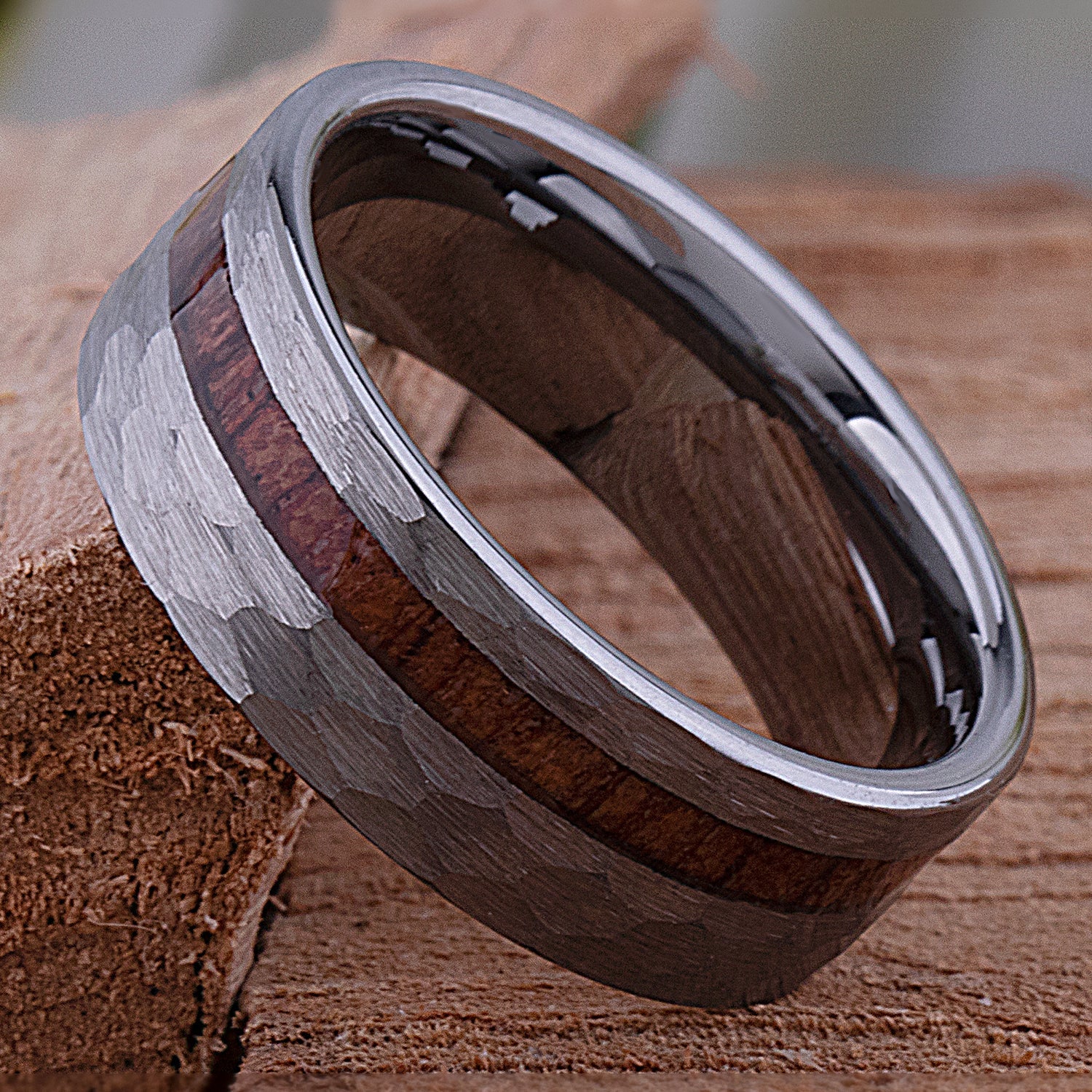  Tungsten Ring with Padauk Wood Inlay - 8mm Width