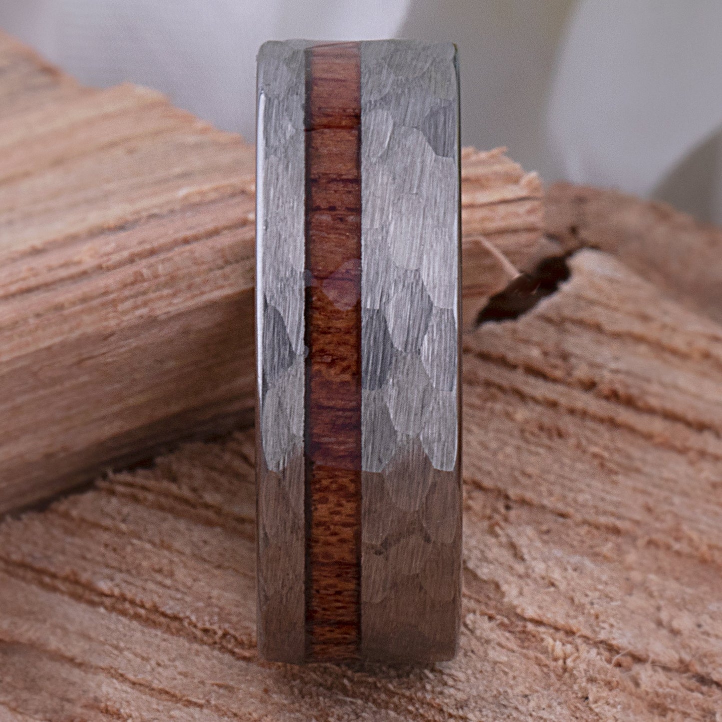  Tungsten Ring with Padauk Wood Inlay - 8mm Width