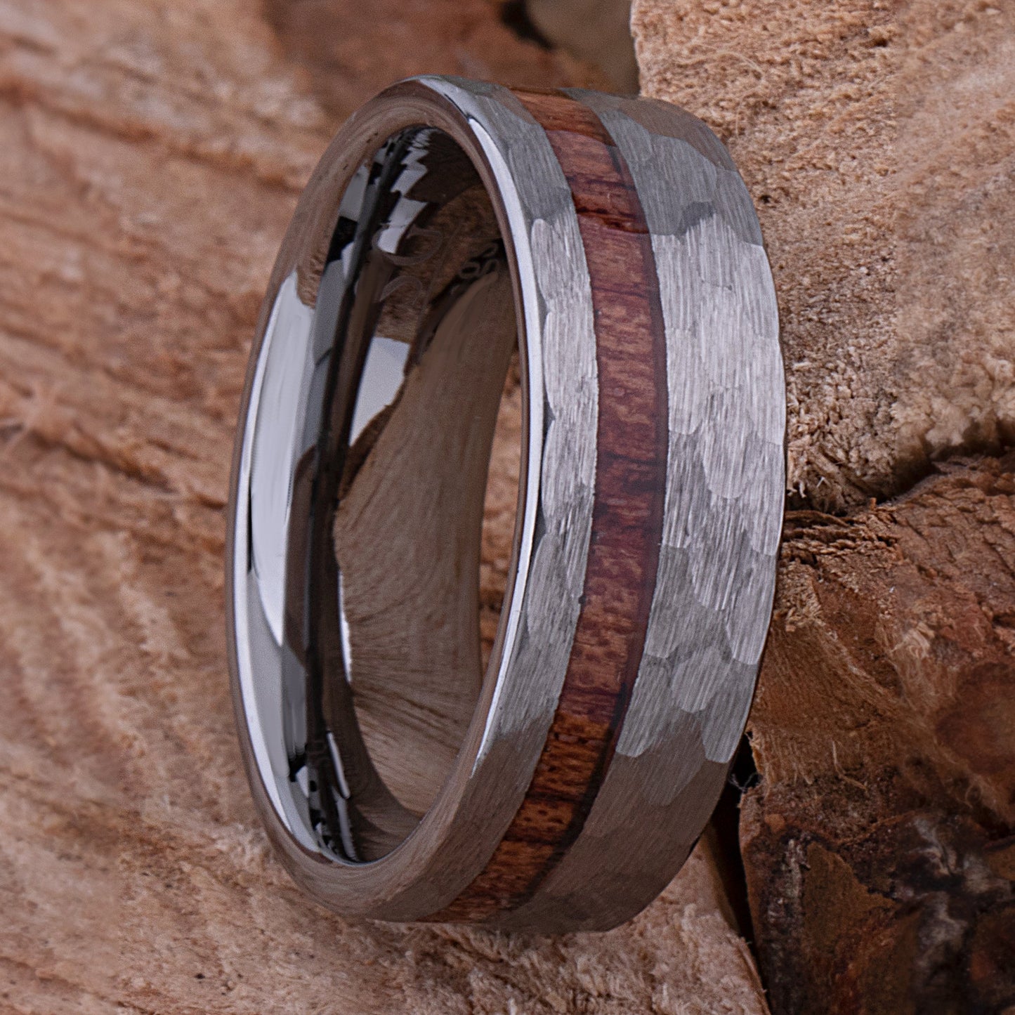  Tungsten Ring with Padauk Wood Inlay - 8mm Width