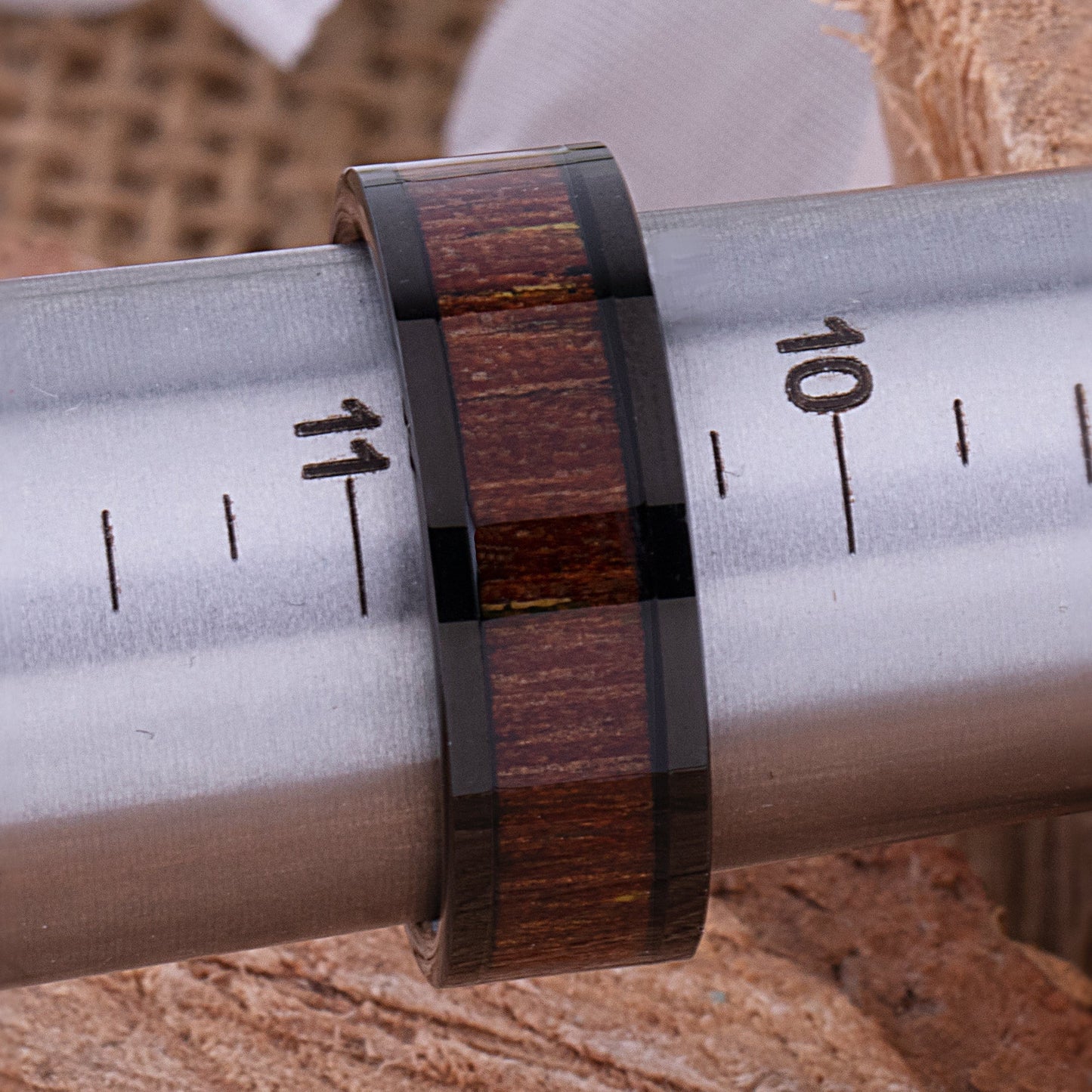 Tungsten Ring with Jichimu Wood Inlay - 8mm Width
