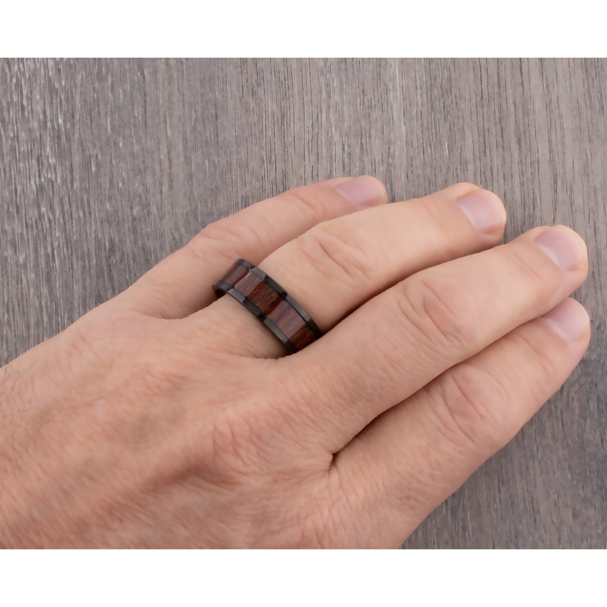 Tungsten Ring with Jichimu Wood Inlay - 8mm Width