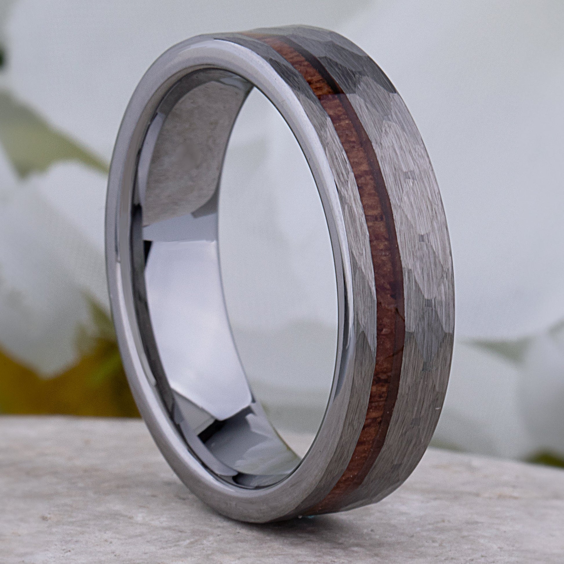 Tungsten Ring with Padauk Wood Inlay - 6mm Width