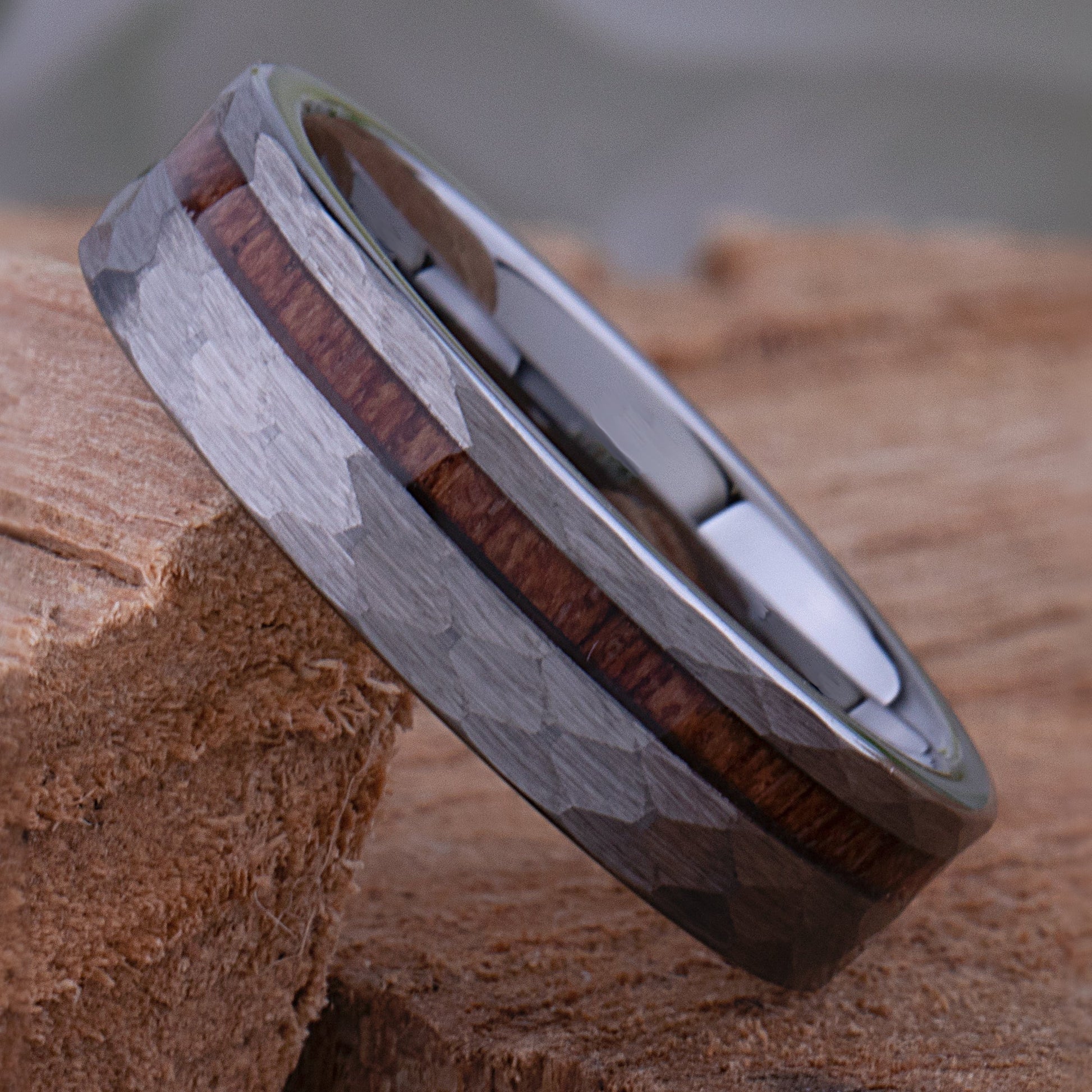 Tungsten Ring with Padauk Wood Inlay - 6mm Width