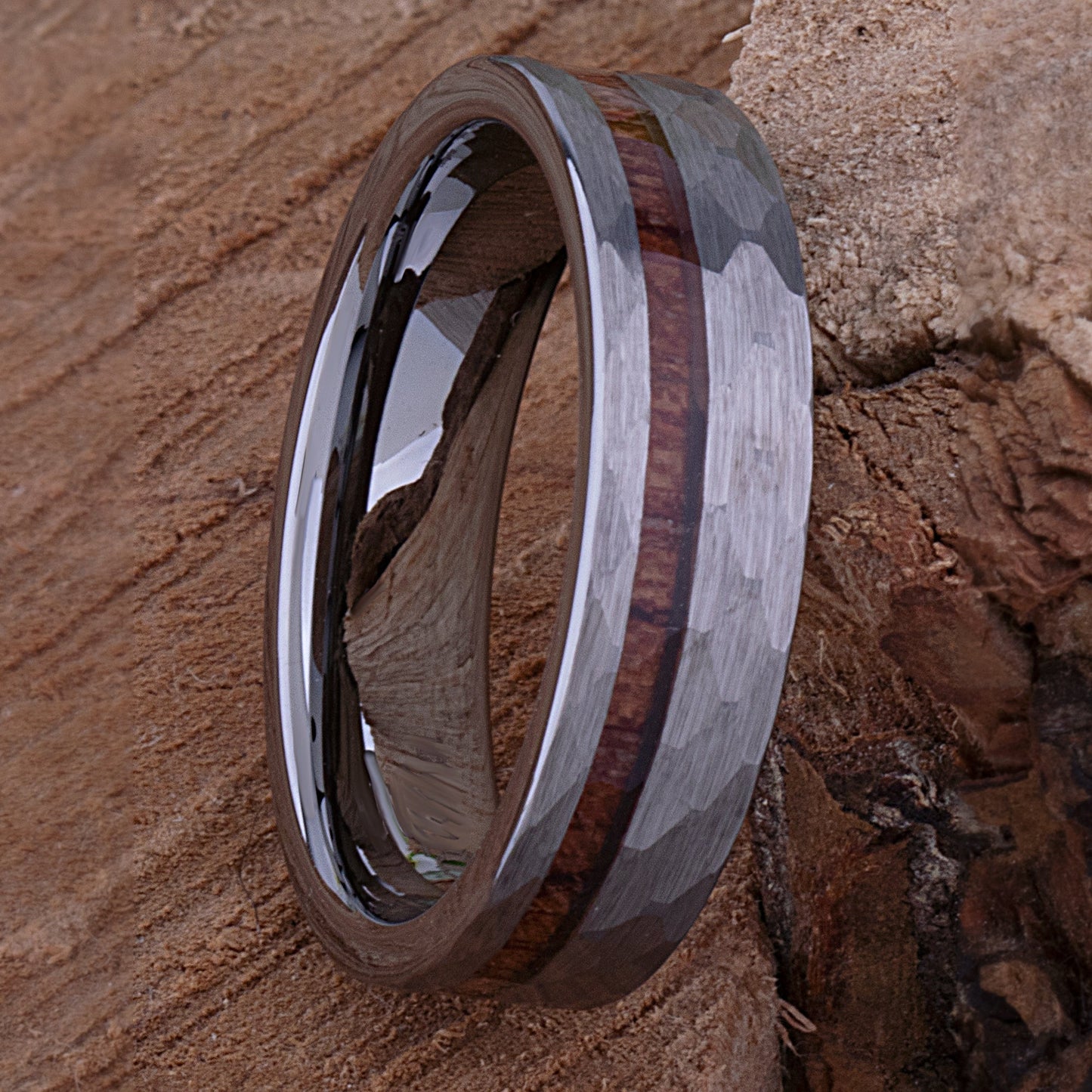 Tungsten Ring with Padauk Wood Inlay - 6mm Width