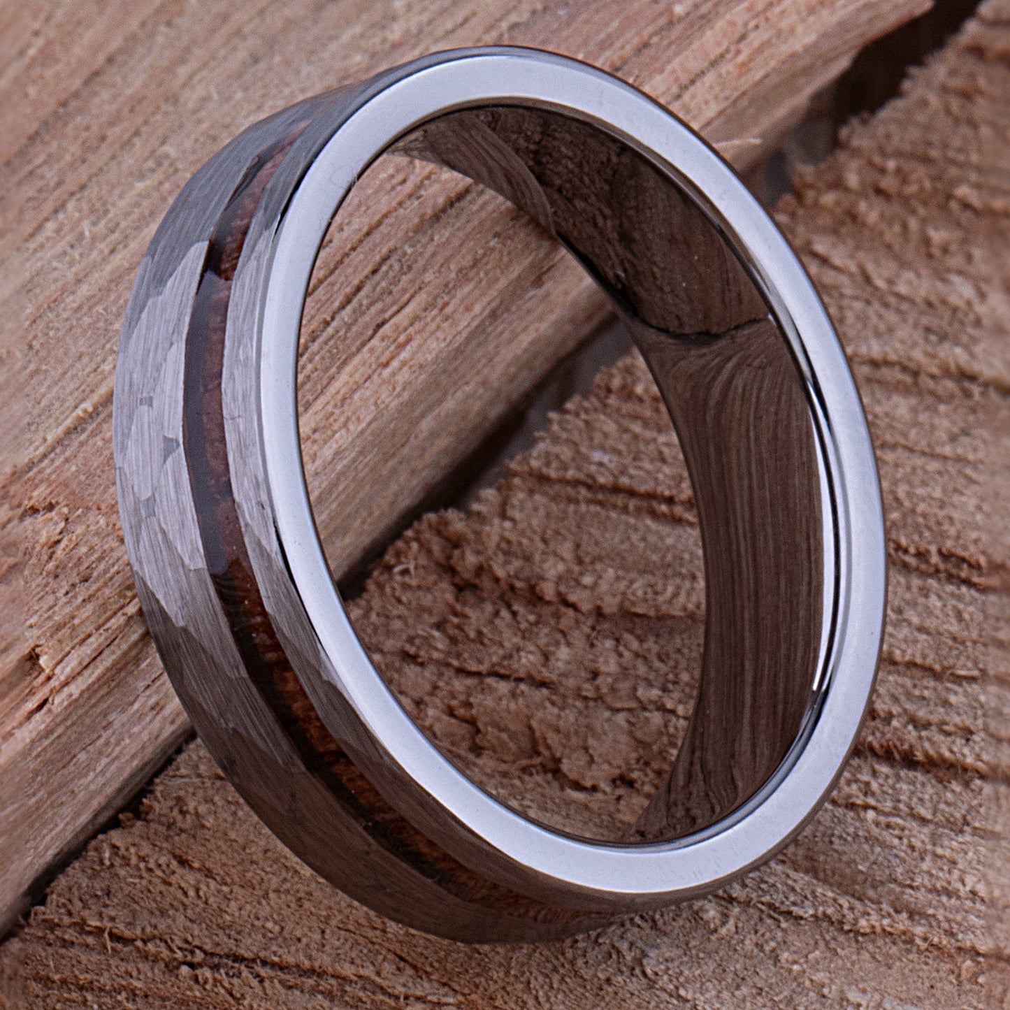 Tungsten Ring with Padauk Wood Inlay - 6mm Width